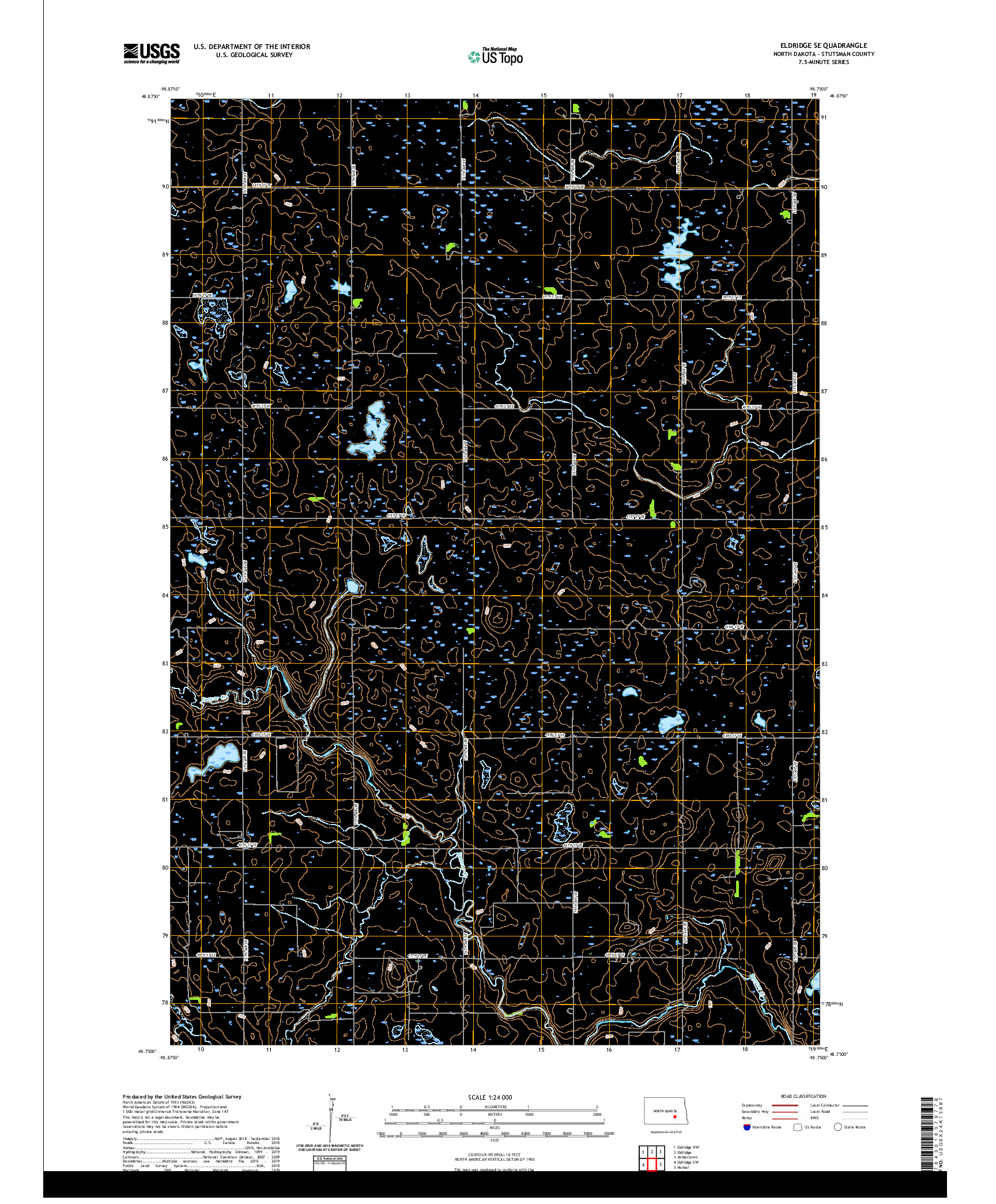 USGS US TOPO 7.5-MINUTE MAP FOR ELDRIDGE SE, ND 2020