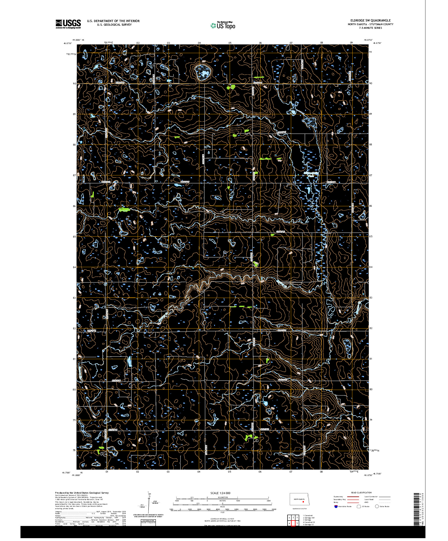 USGS US TOPO 7.5-MINUTE MAP FOR ELDRIDGE SW, ND 2020