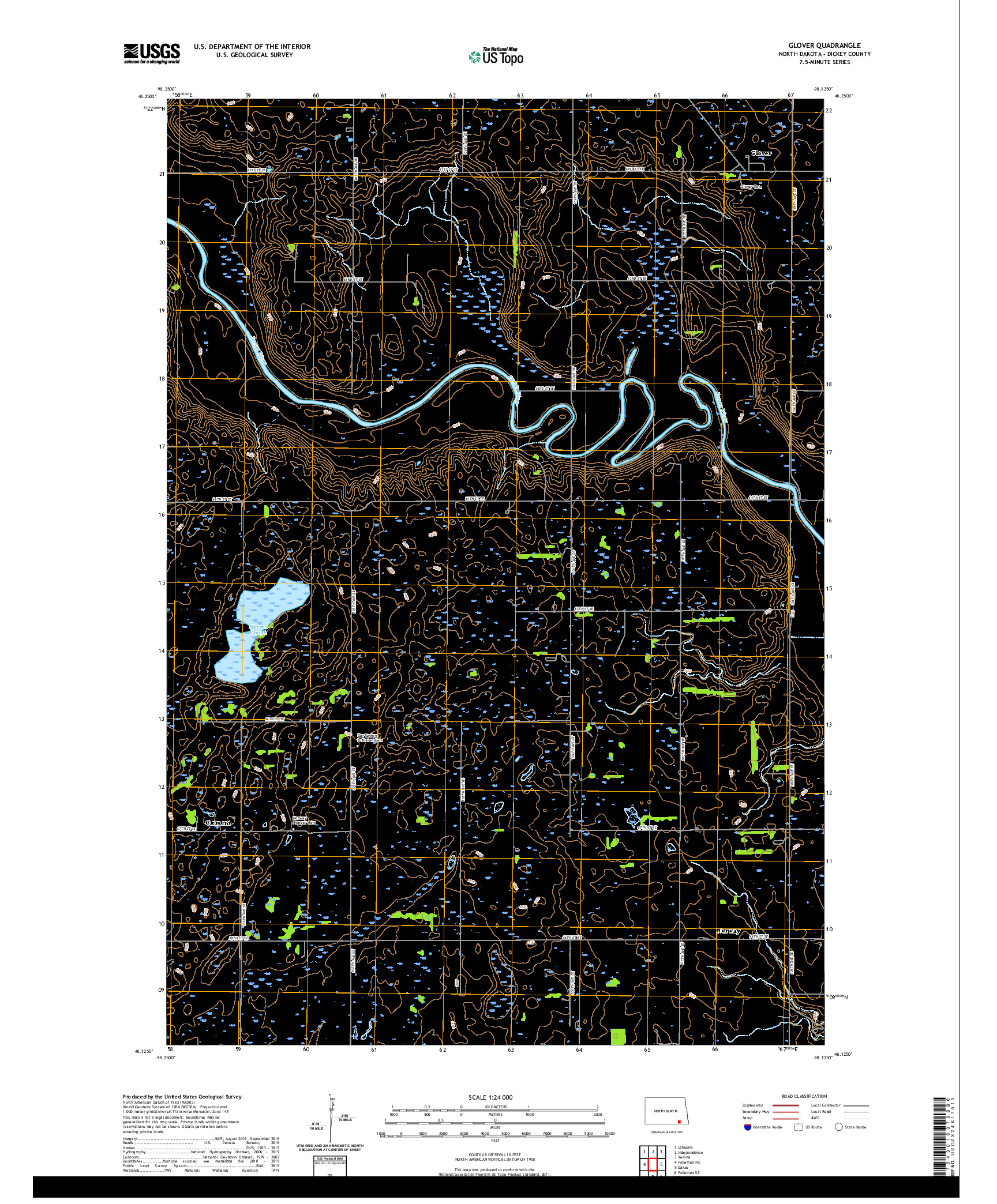 USGS US TOPO 7.5-MINUTE MAP FOR GLOVER, ND 2020