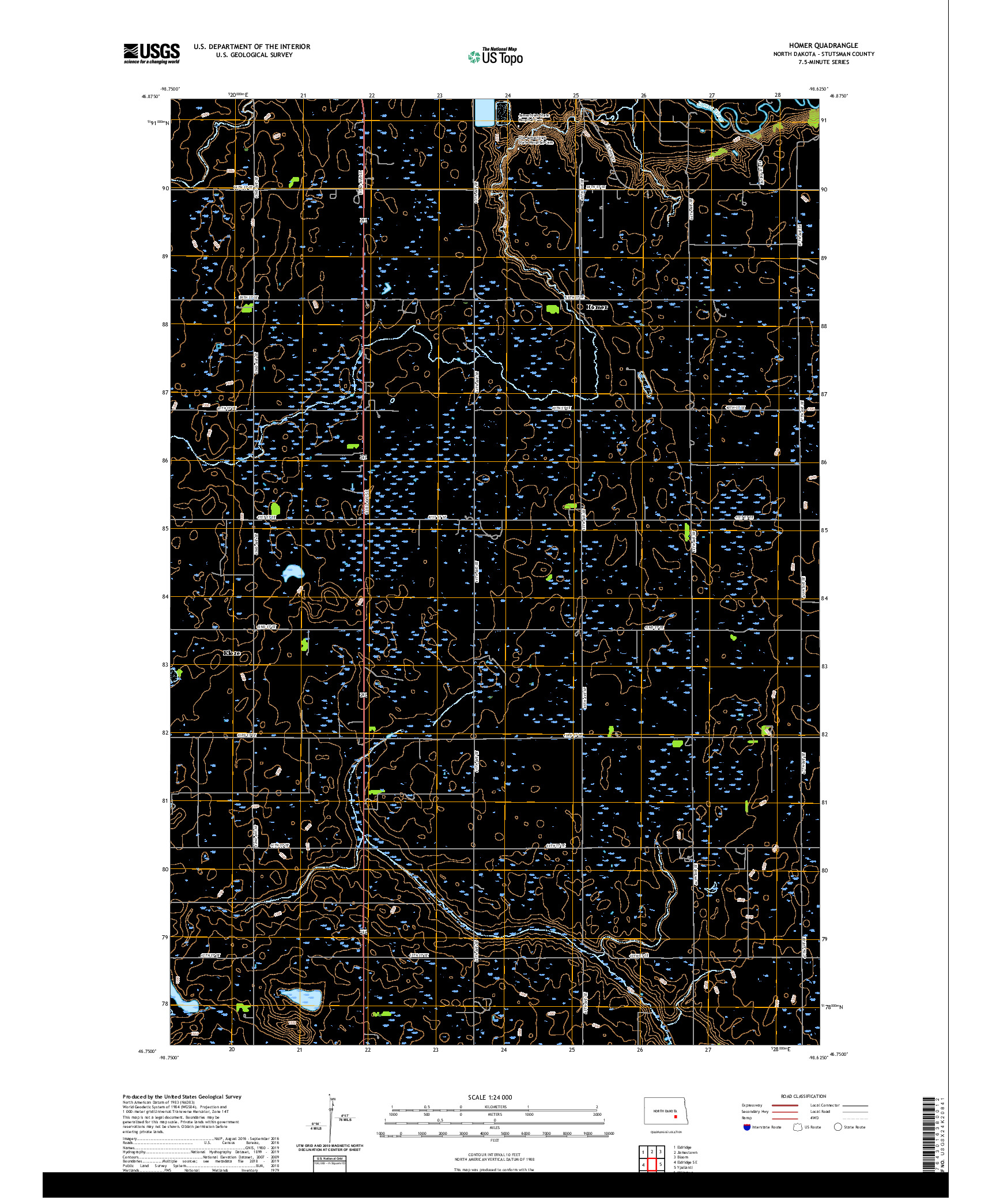 USGS US TOPO 7.5-MINUTE MAP FOR HOMER, ND 2020