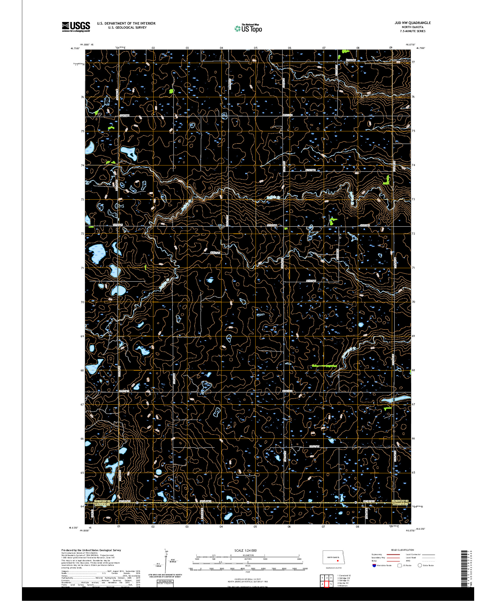 USGS US TOPO 7.5-MINUTE MAP FOR JUD NW, ND 2020