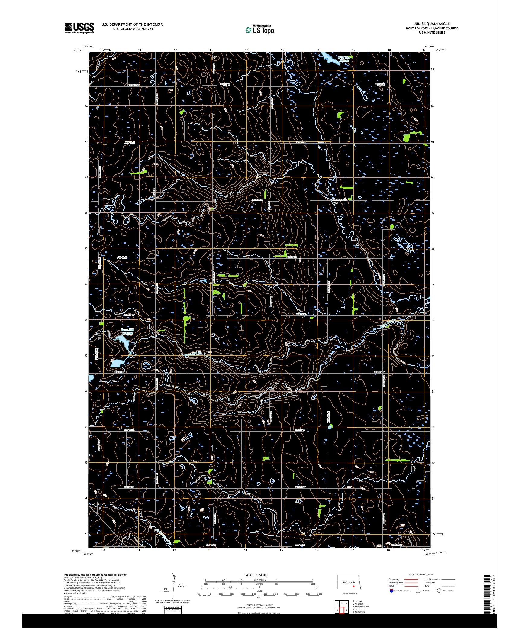 USGS US TOPO 7.5-MINUTE MAP FOR JUD SE, ND 2020