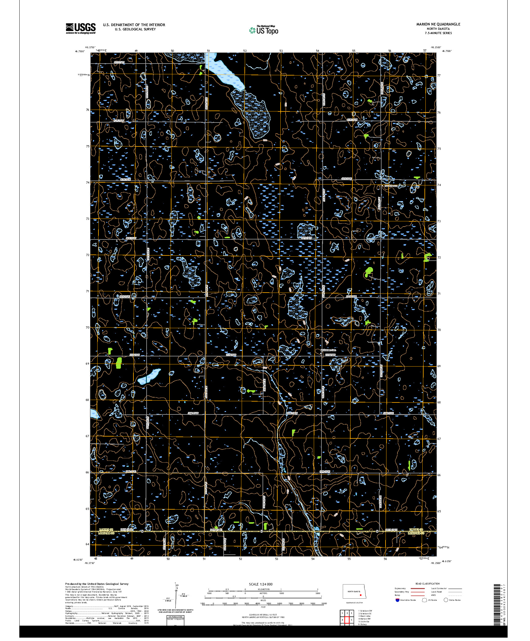 USGS US TOPO 7.5-MINUTE MAP FOR MARION NE, ND 2020