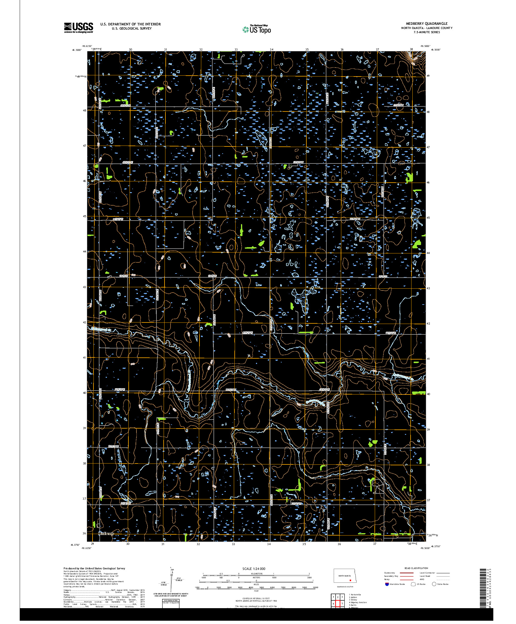 USGS US TOPO 7.5-MINUTE MAP FOR MEDBERRY, ND 2020