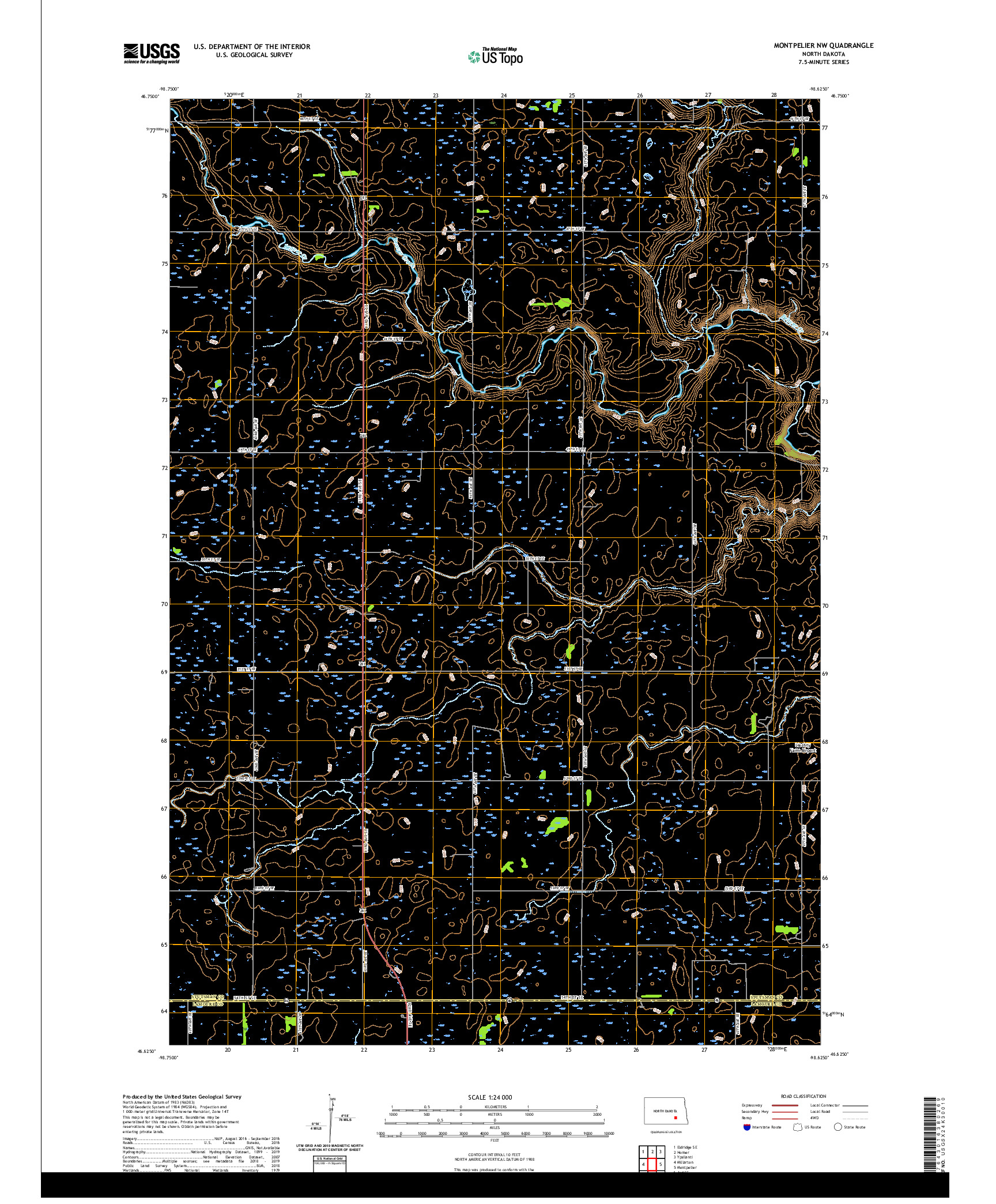 USGS US TOPO 7.5-MINUTE MAP FOR MONTPELIER NW, ND 2020