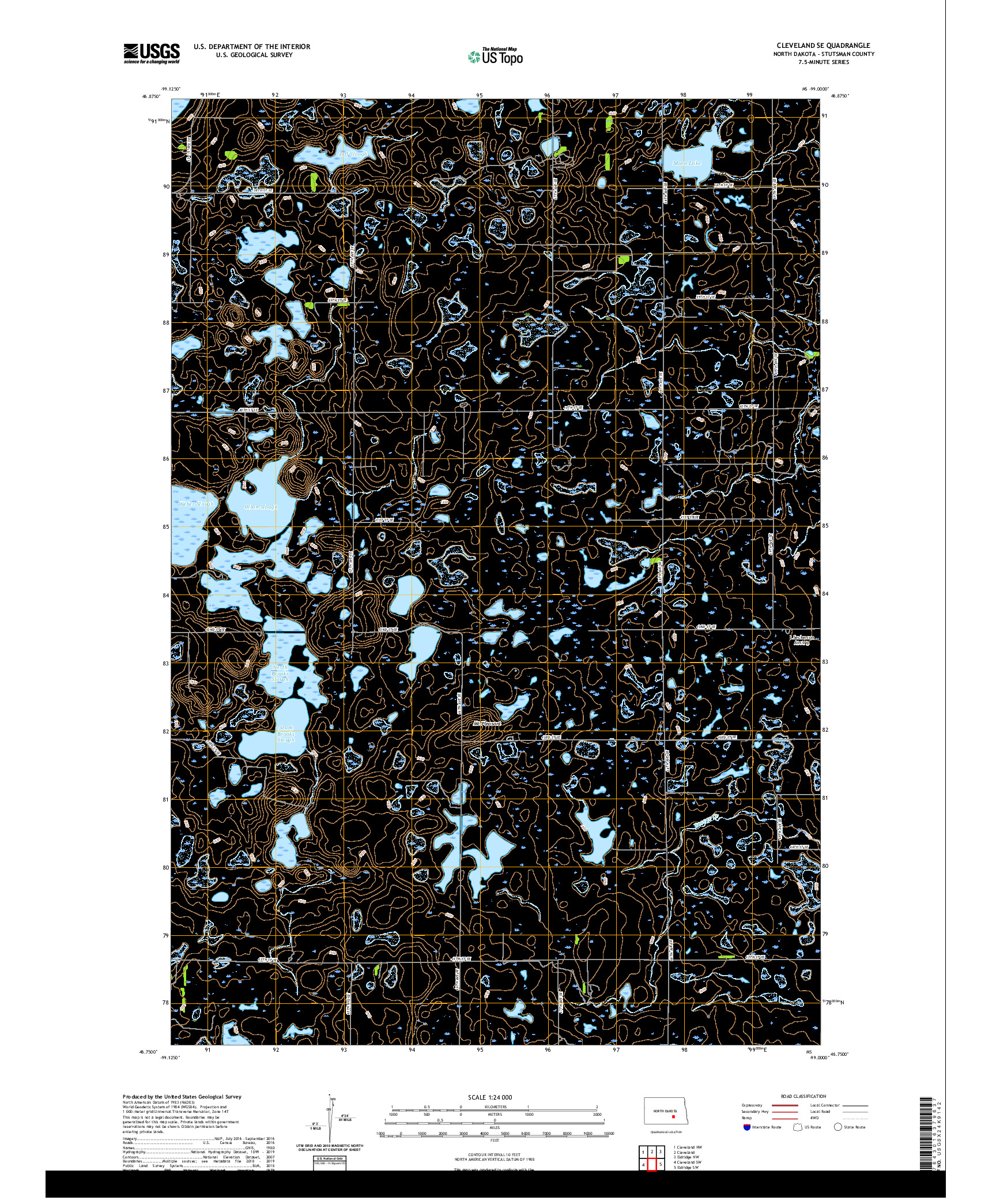 USGS US TOPO 7.5-MINUTE MAP FOR CLEVELAND SE, ND 2020