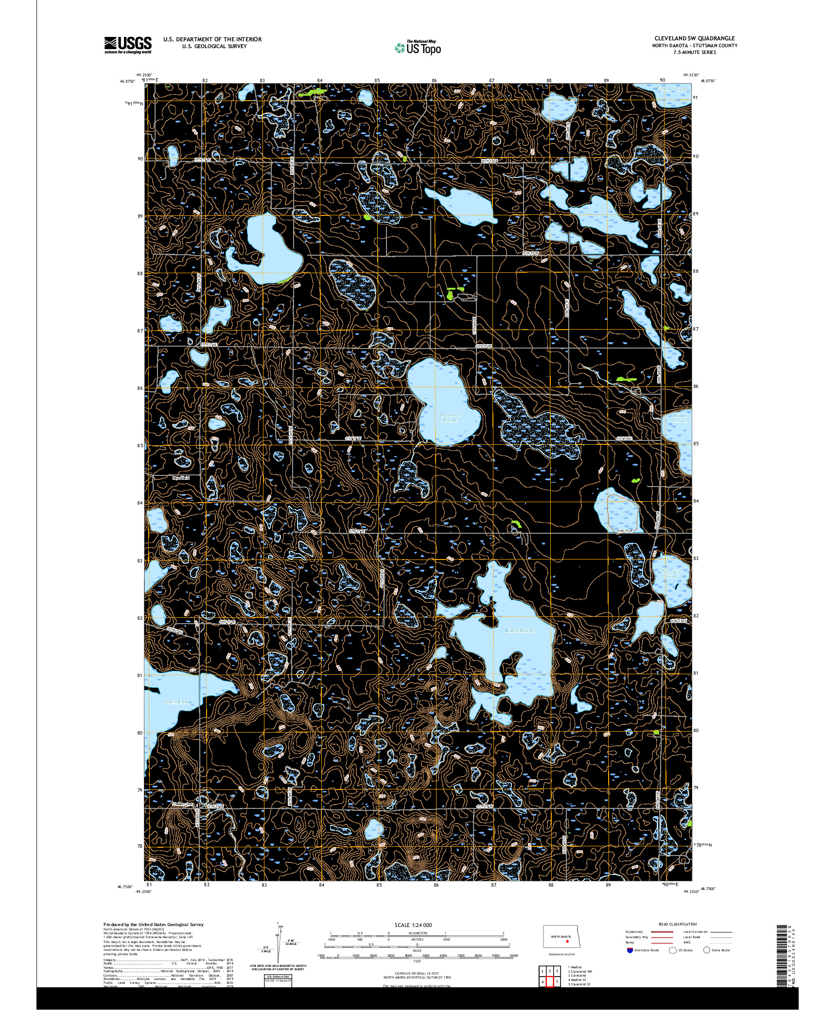 USGS US TOPO 7.5-MINUTE MAP FOR CLEVELAND SW, ND 2020