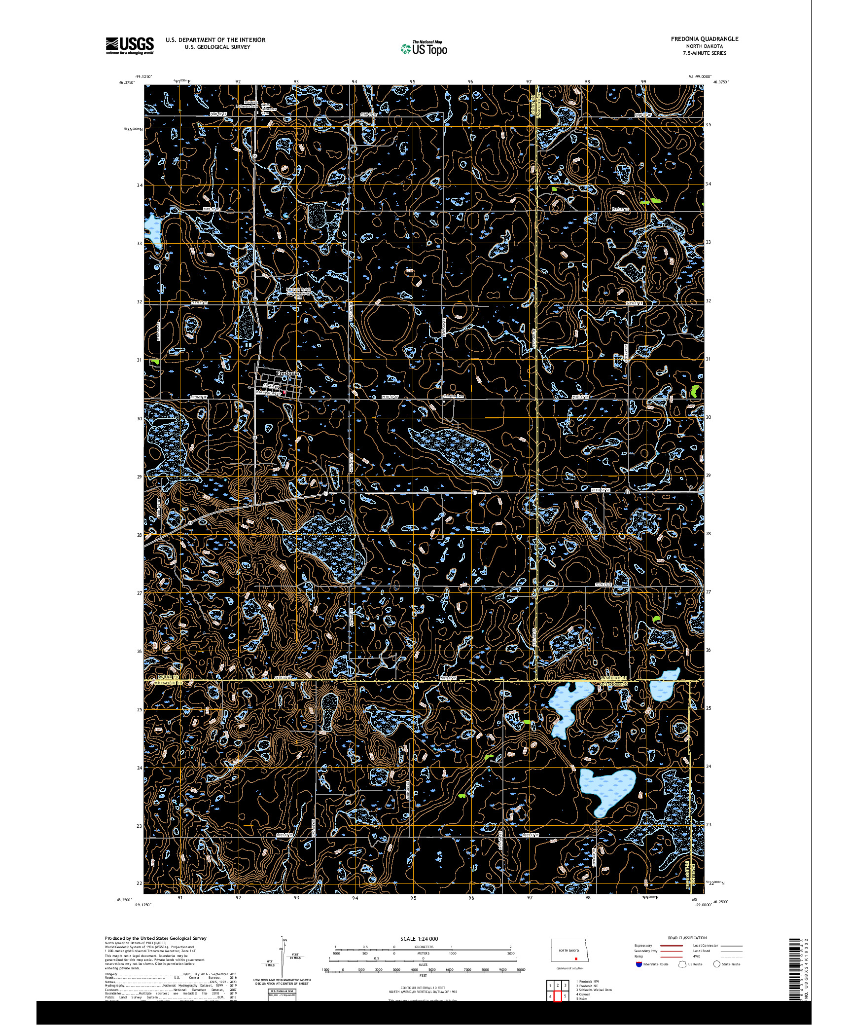 USGS US TOPO 7.5-MINUTE MAP FOR FREDONIA, ND 2020