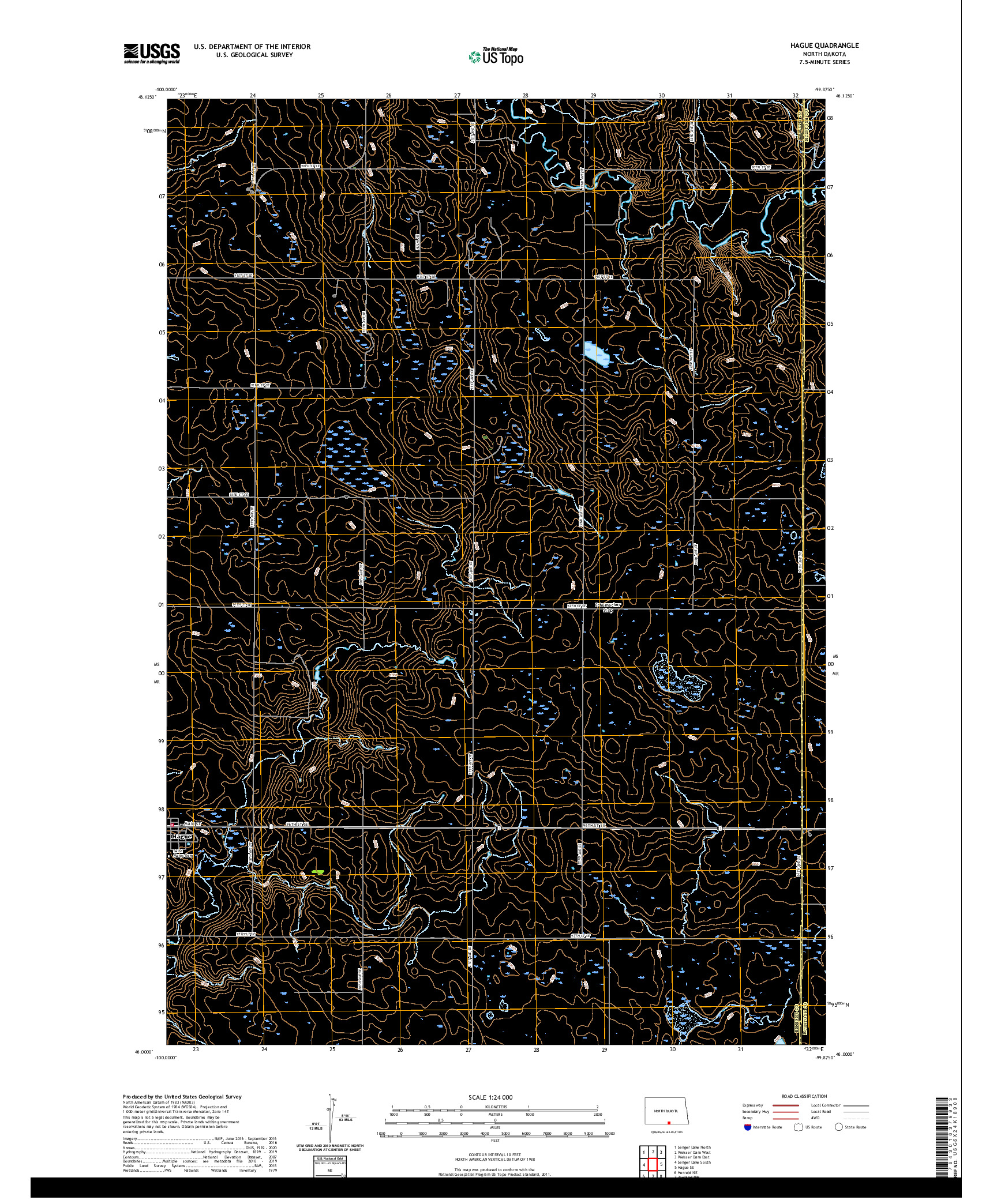 USGS US TOPO 7.5-MINUTE MAP FOR HAGUE, ND 2020