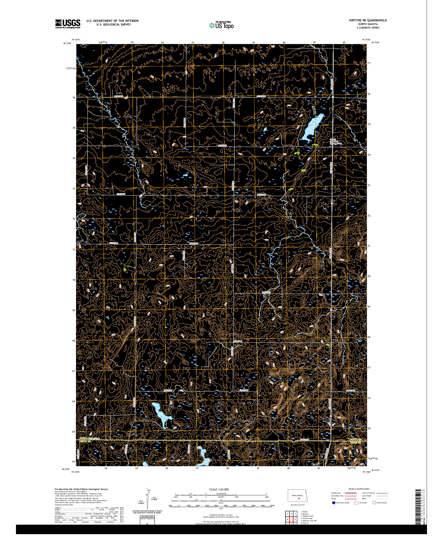 USGS US TOPO 7.5-MINUTE MAP FOR KINTYRE NE, ND 2020