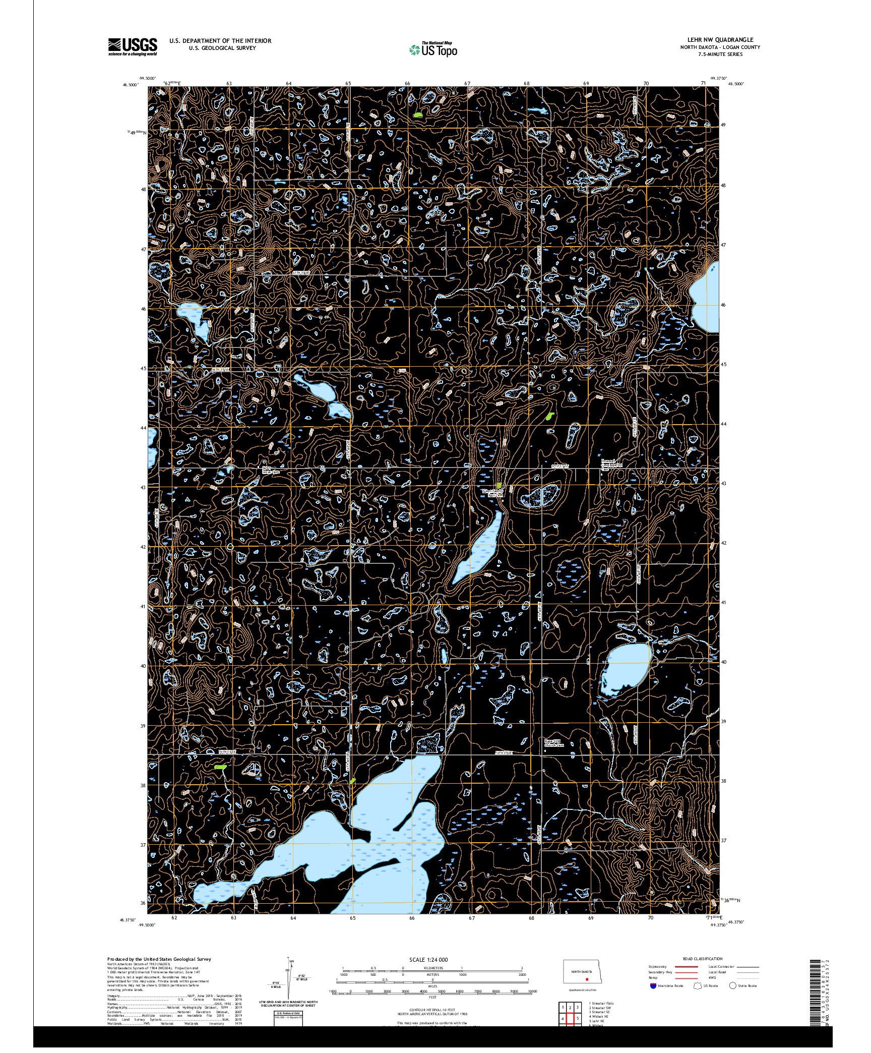 USGS US TOPO 7.5-MINUTE MAP FOR LEHR NW, ND 2020