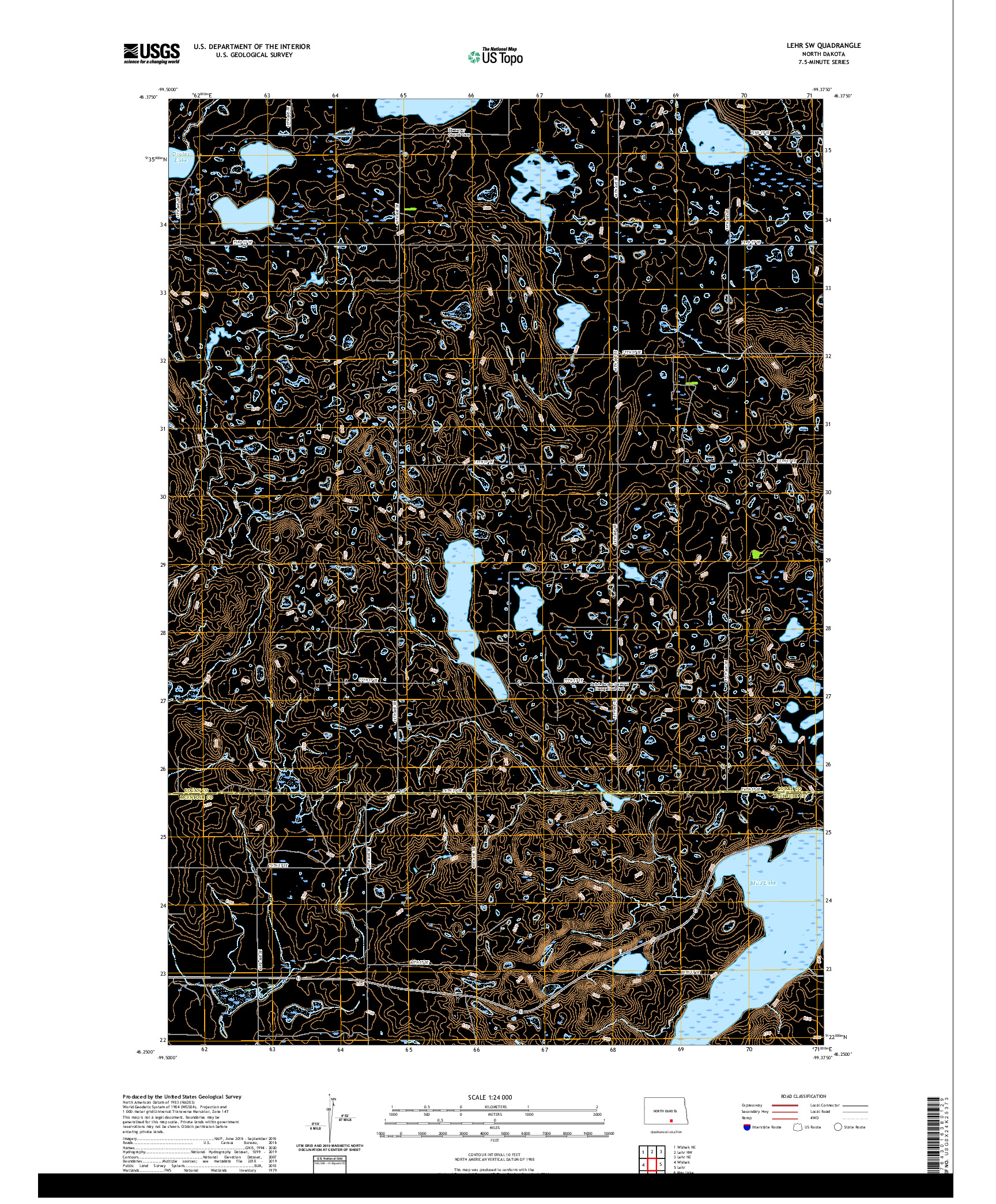 USGS US TOPO 7.5-MINUTE MAP FOR LEHR SW, ND 2020