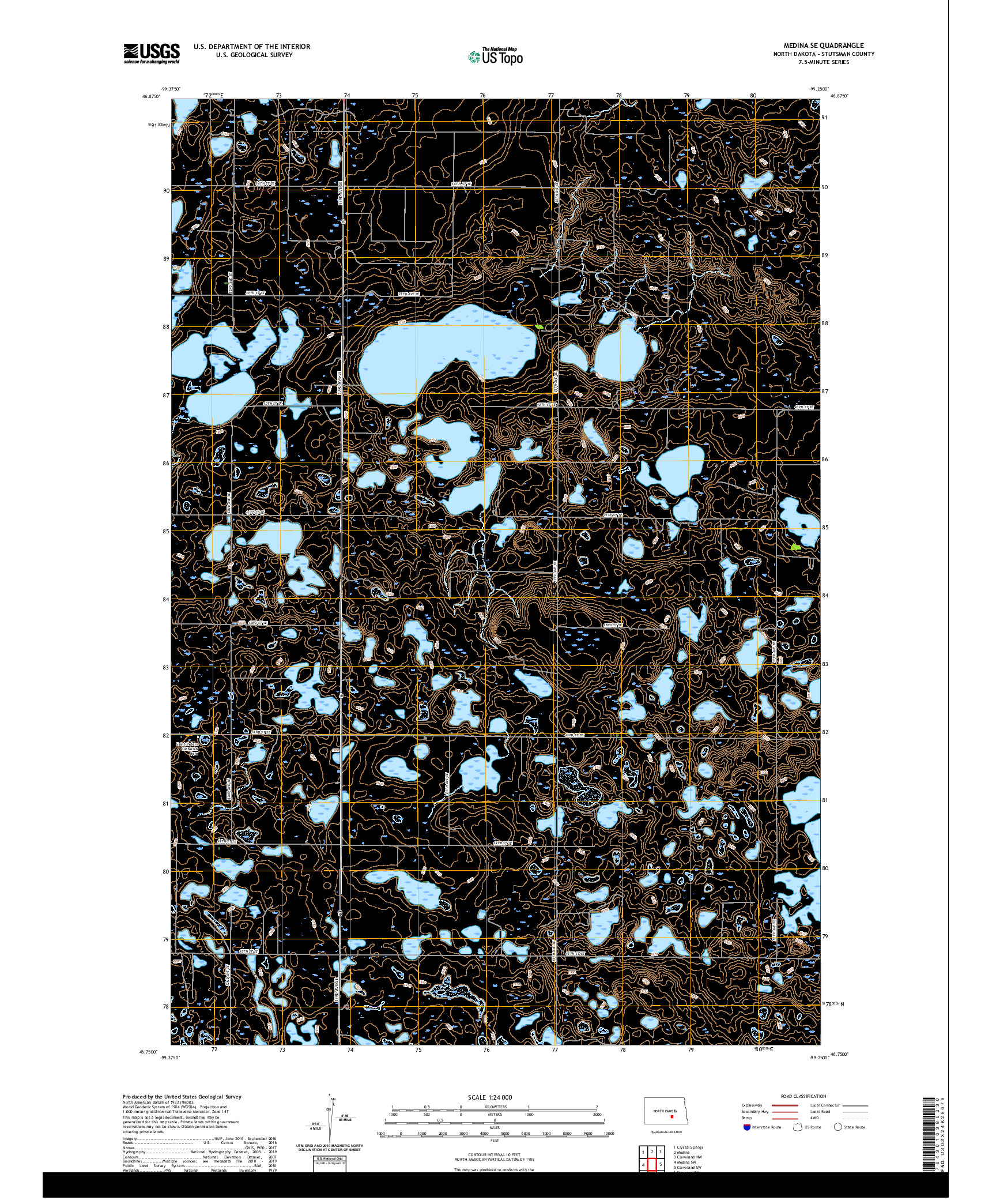 USGS US TOPO 7.5-MINUTE MAP FOR MEDINA SE, ND 2020