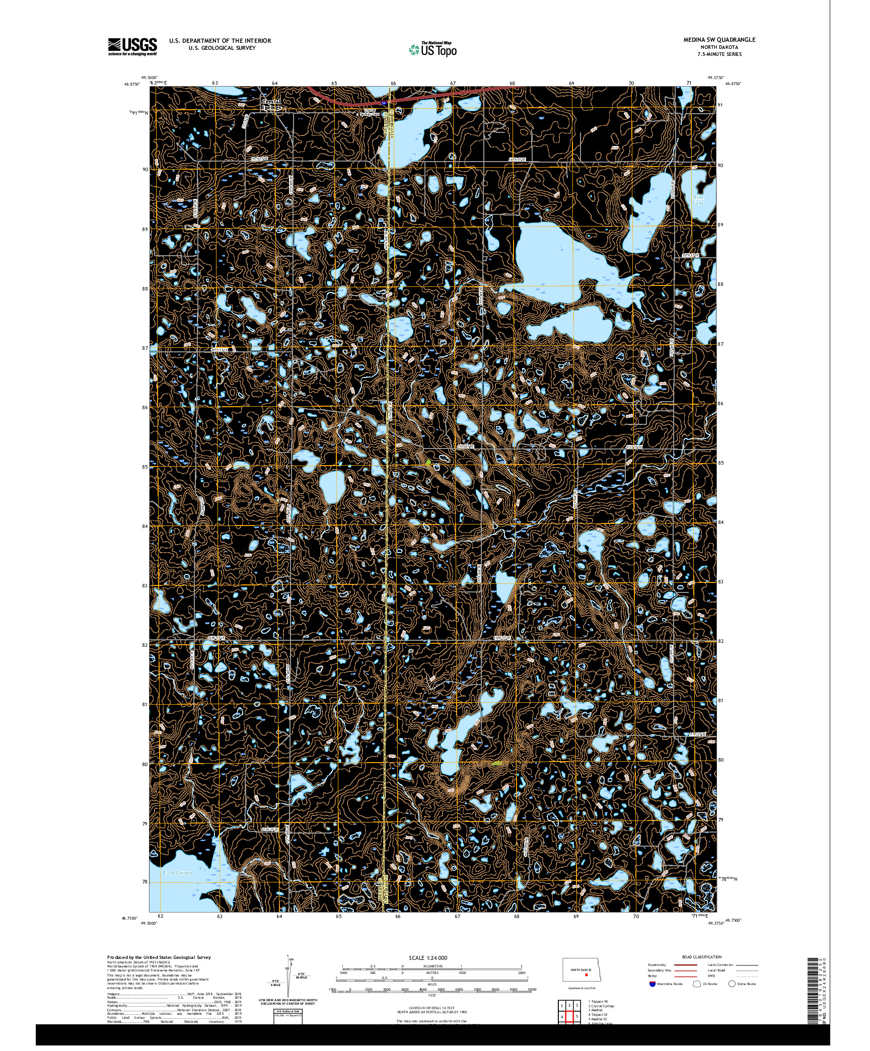 USGS US TOPO 7.5-MINUTE MAP FOR MEDINA SW, ND 2020