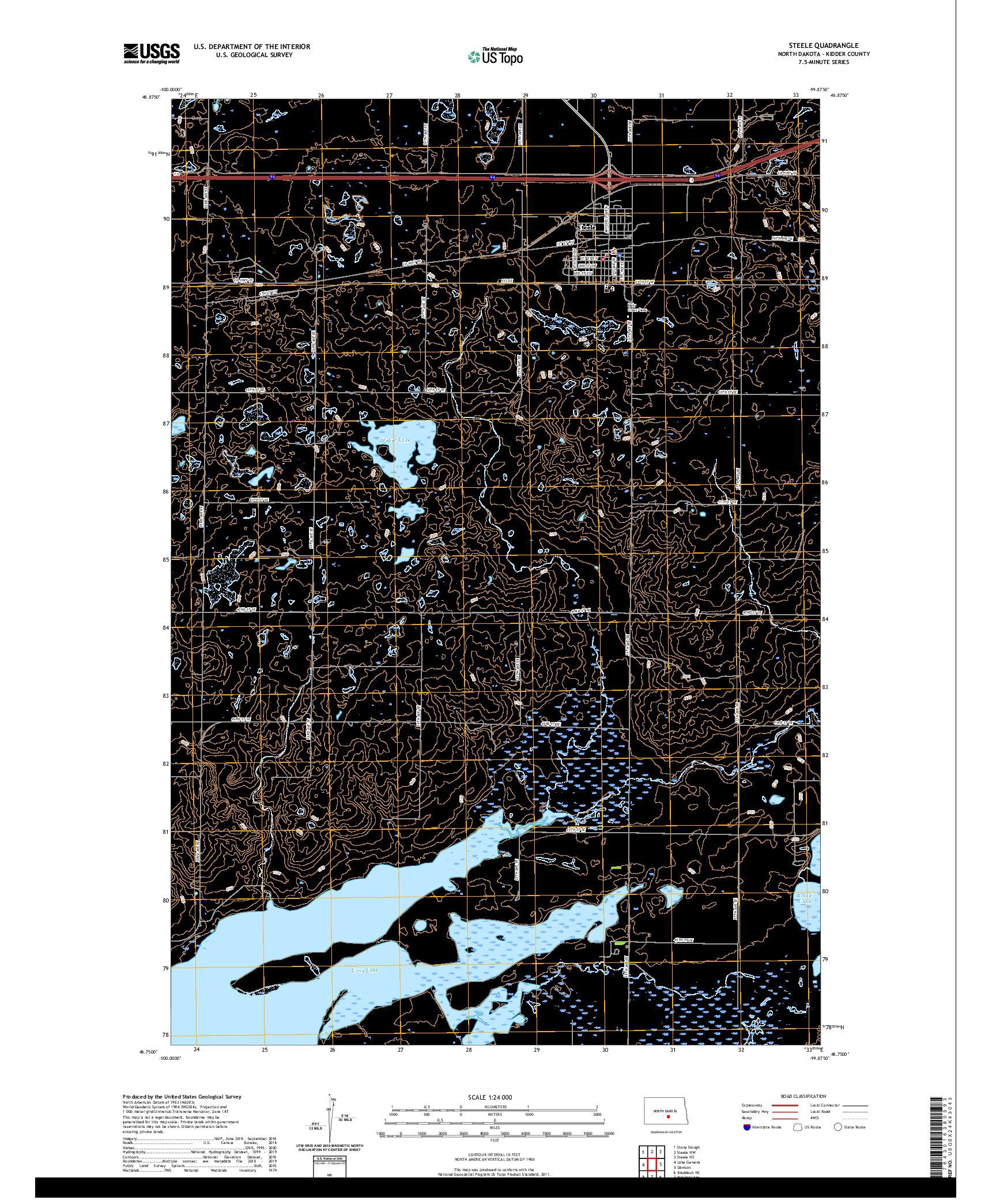 USGS US TOPO 7.5-MINUTE MAP FOR STEELE, ND 2020