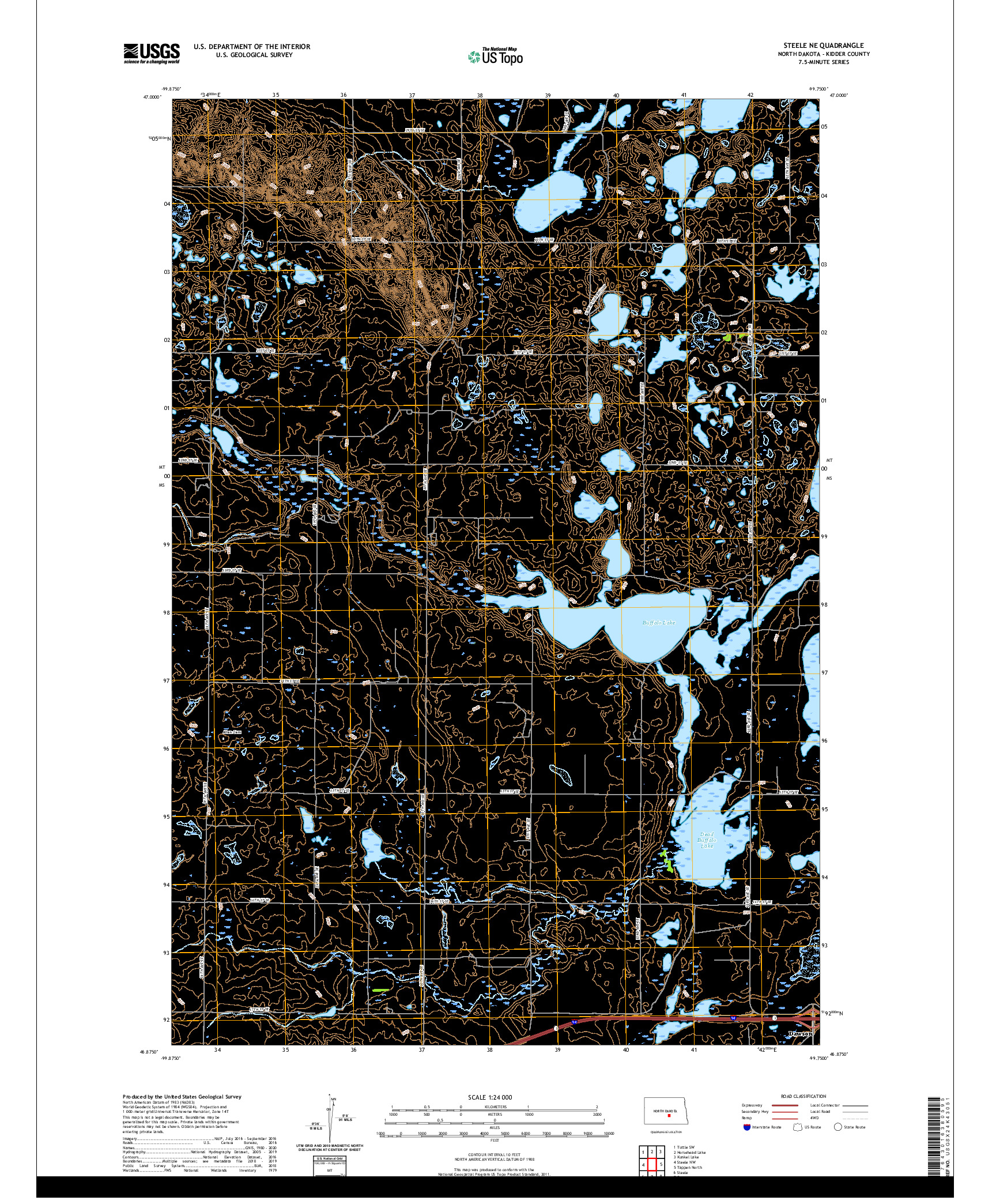 USGS US TOPO 7.5-MINUTE MAP FOR STEELE NE, ND 2020
