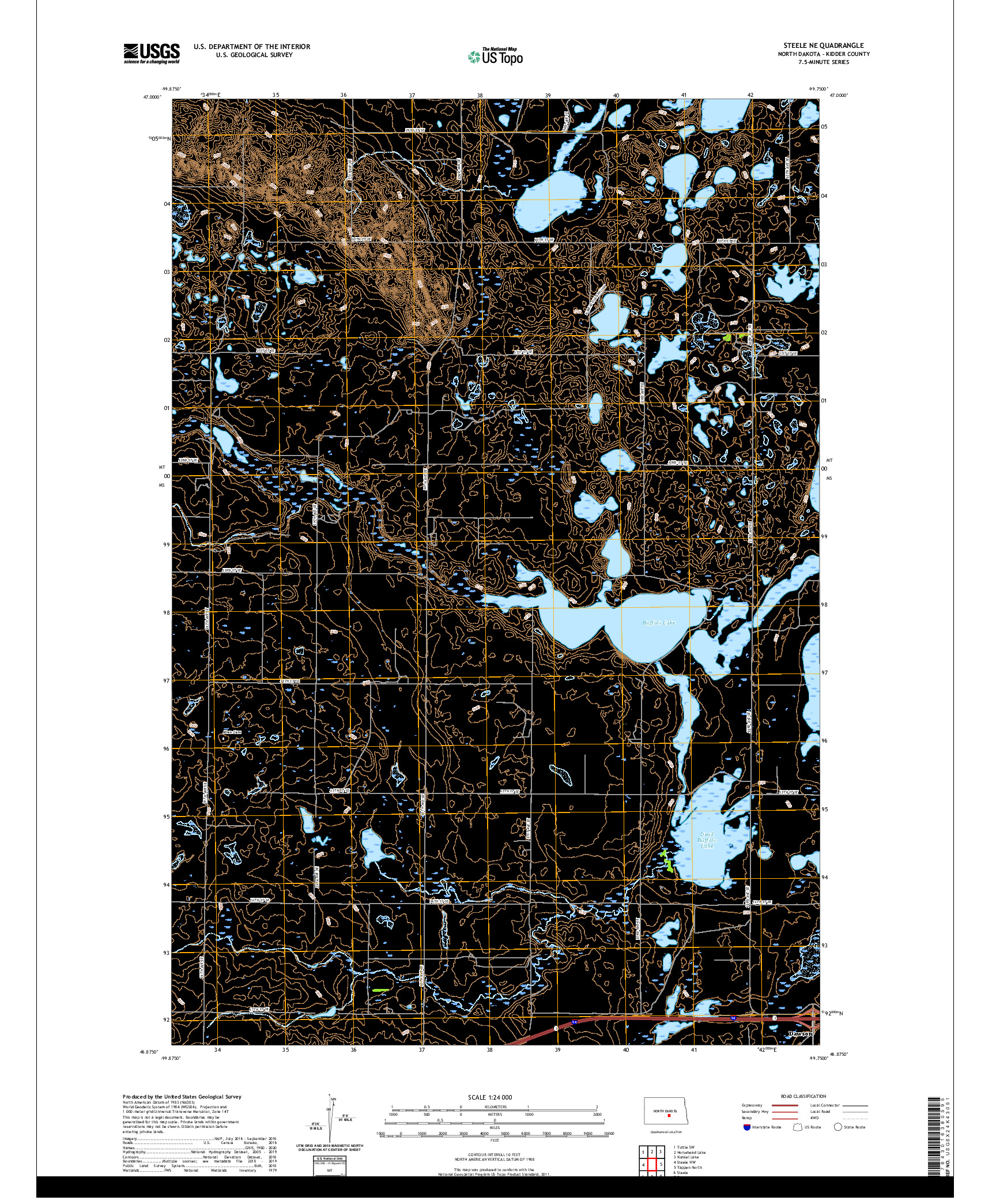 USGS US TOPO 7.5-MINUTE MAP FOR STEELE NE, ND 2020