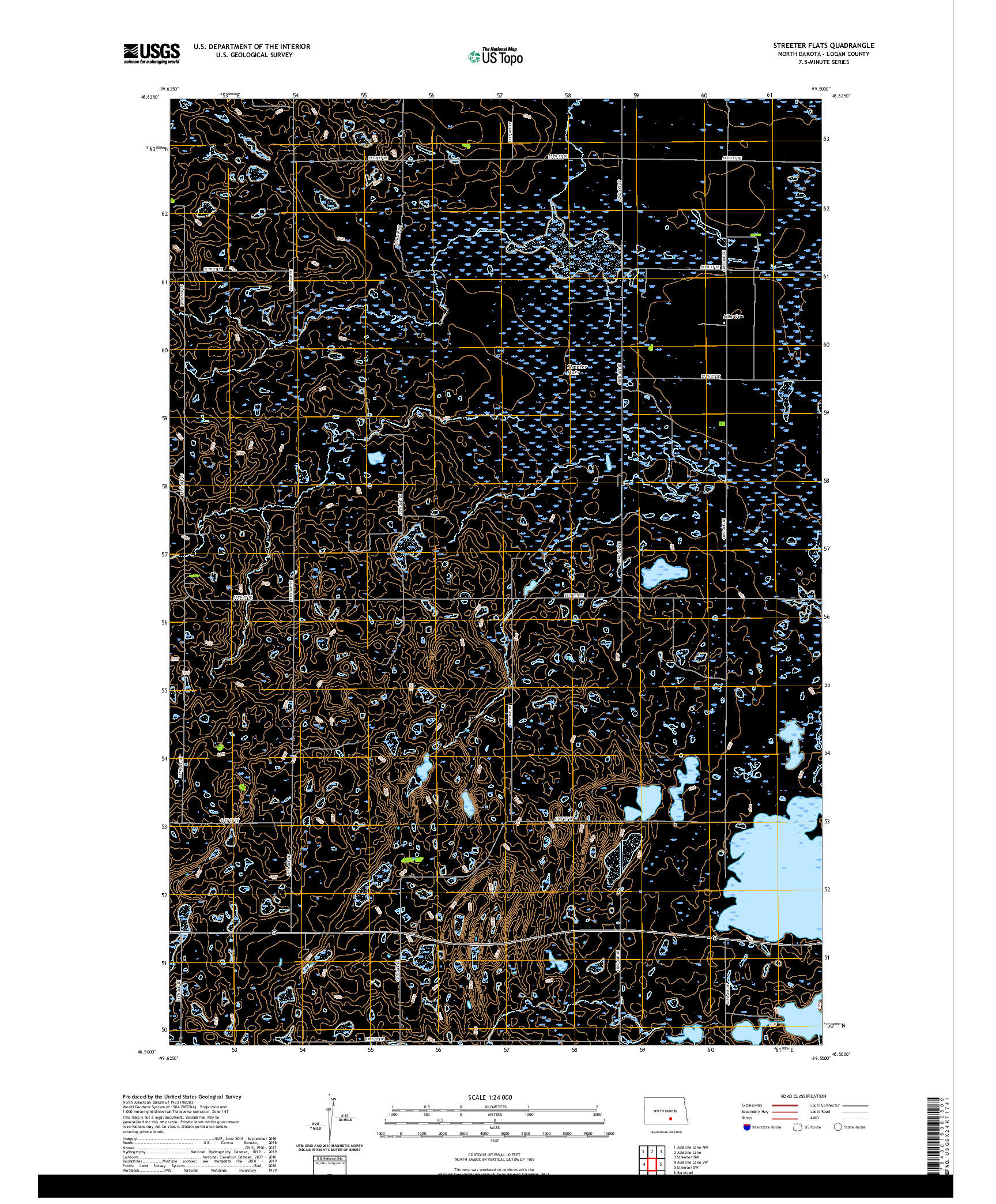 USGS US TOPO 7.5-MINUTE MAP FOR STREETER FLATS, ND 2020