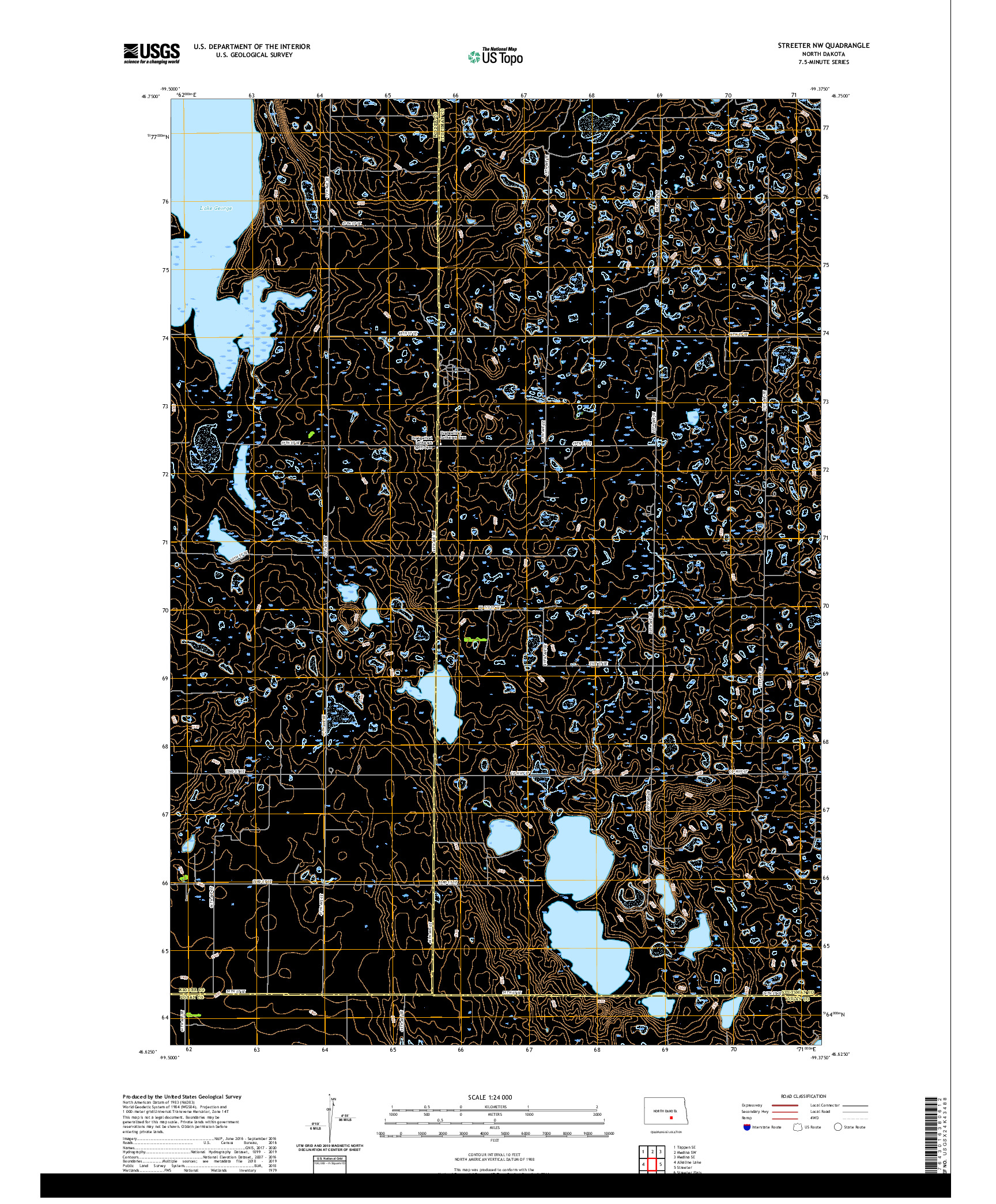 USGS US TOPO 7.5-MINUTE MAP FOR STREETER NW, ND 2020