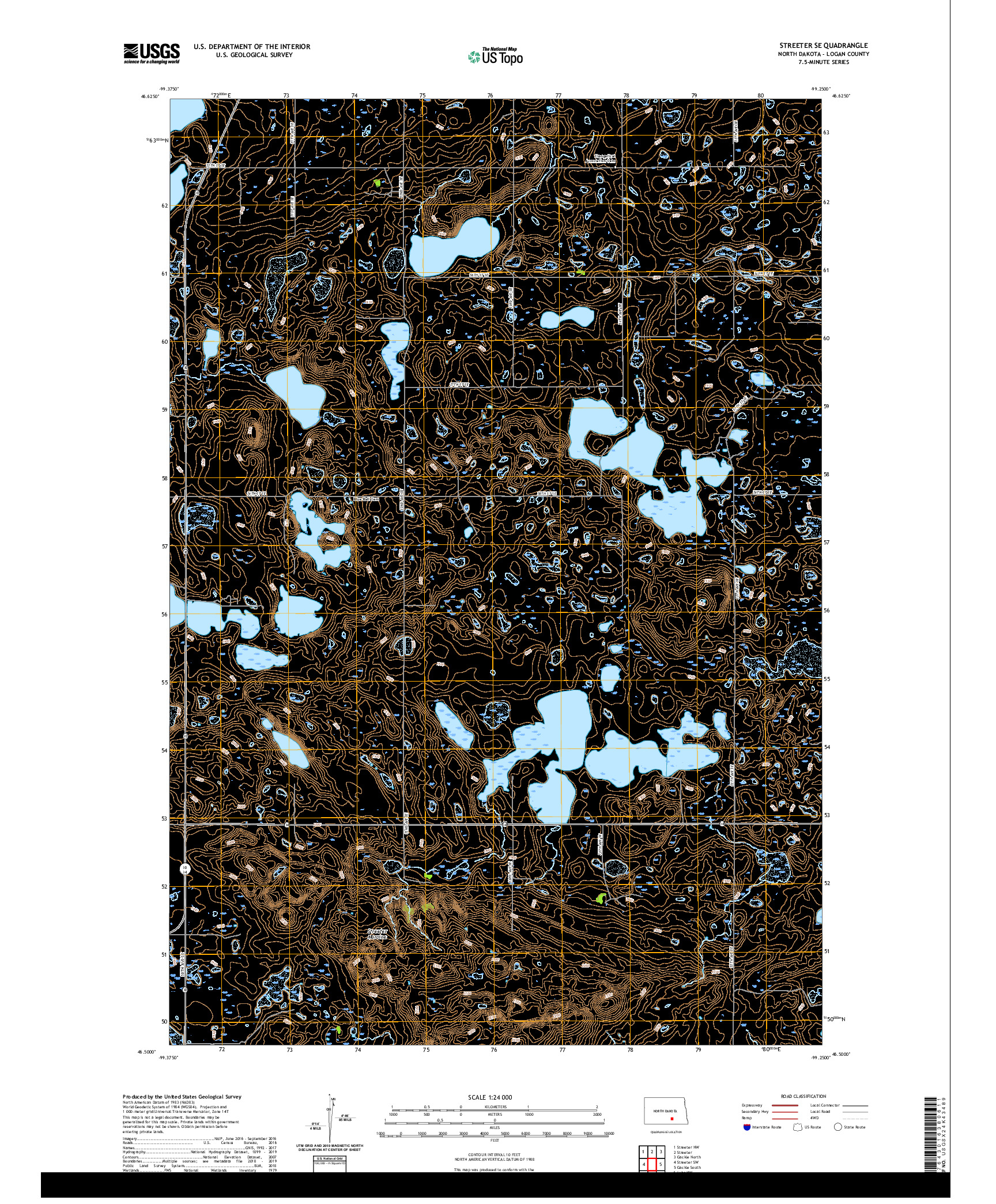 USGS US TOPO 7.5-MINUTE MAP FOR STREETER SE, ND 2020