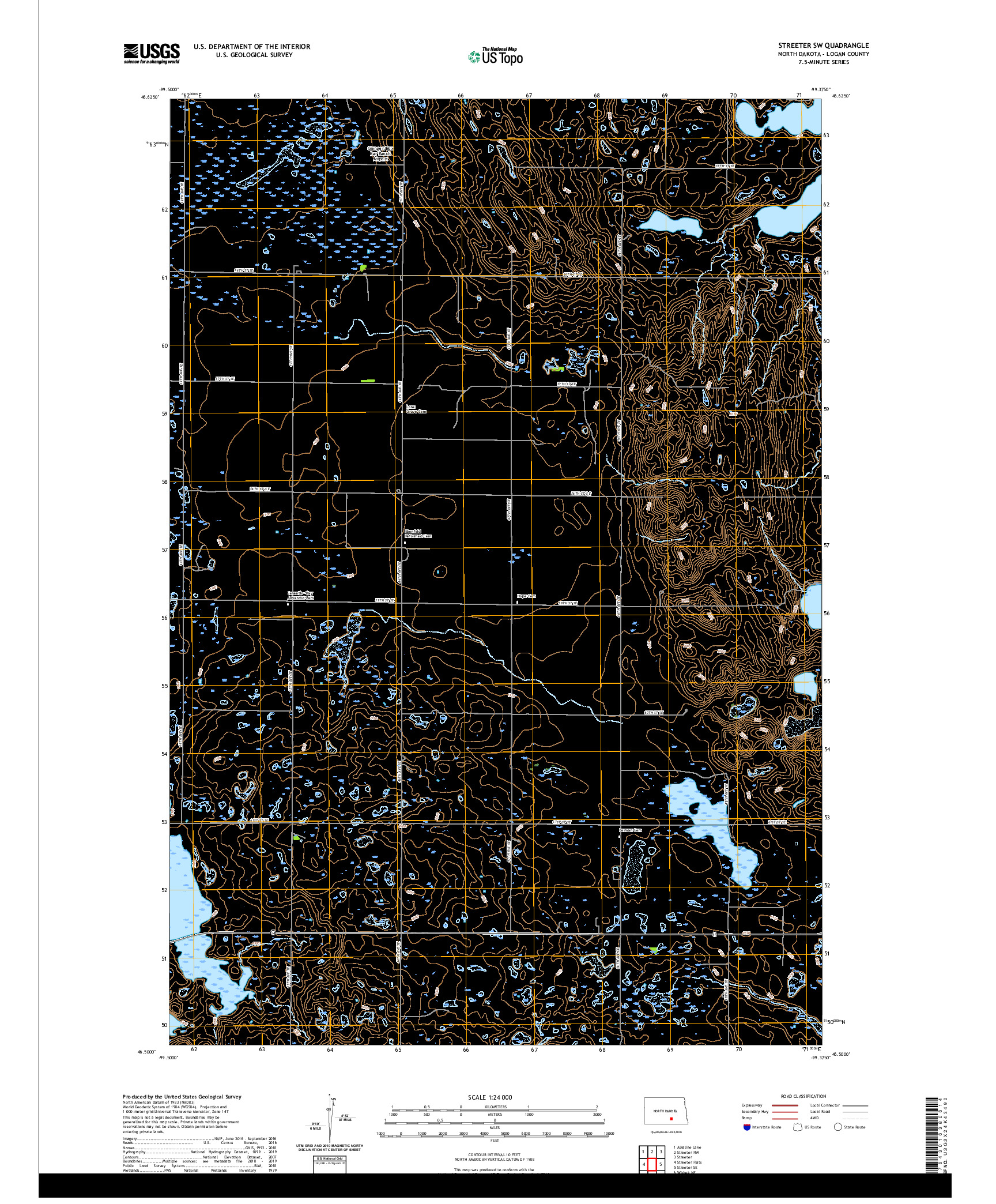 USGS US TOPO 7.5-MINUTE MAP FOR STREETER SW, ND 2020