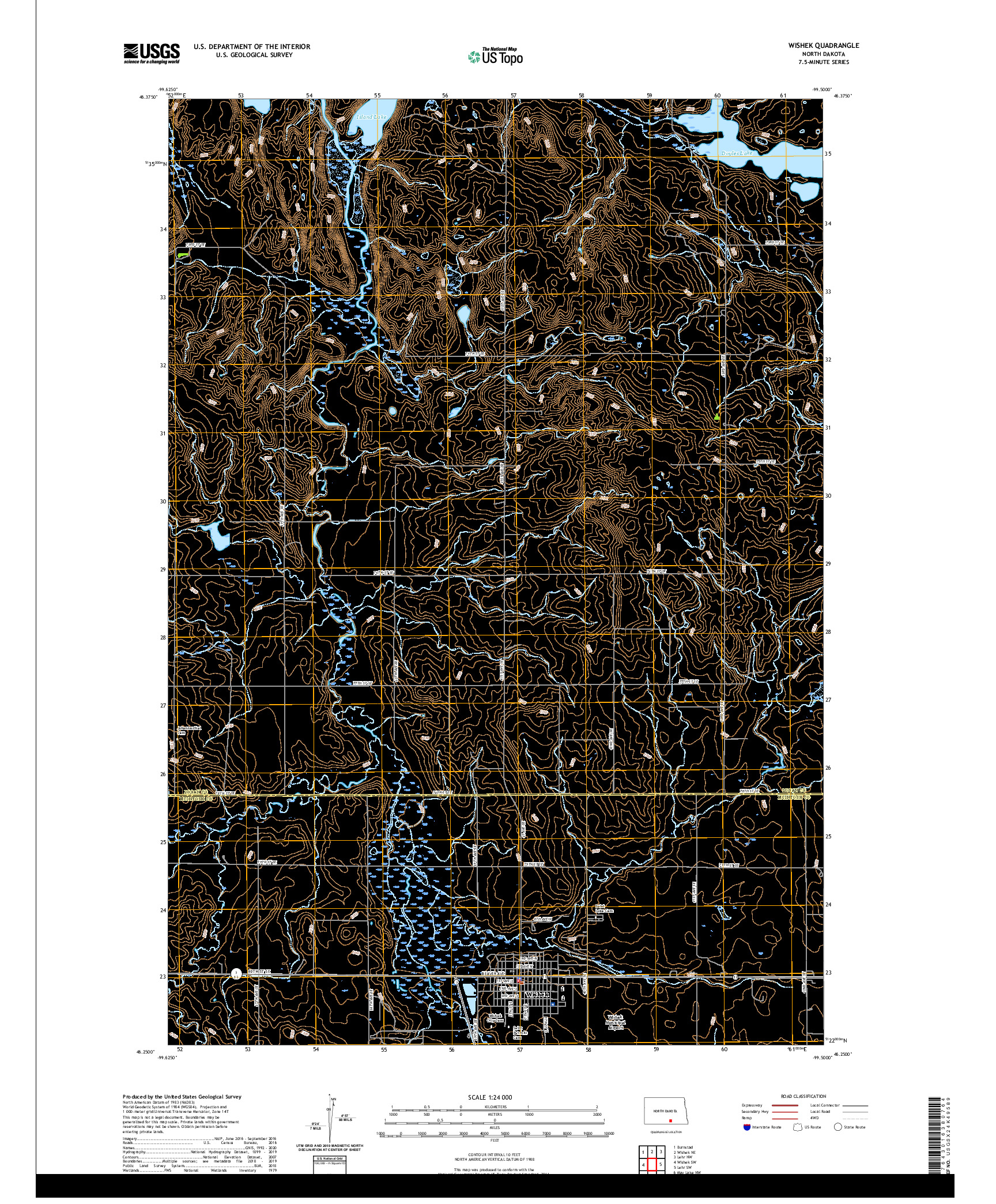 USGS US TOPO 7.5-MINUTE MAP FOR WISHEK, ND 2020