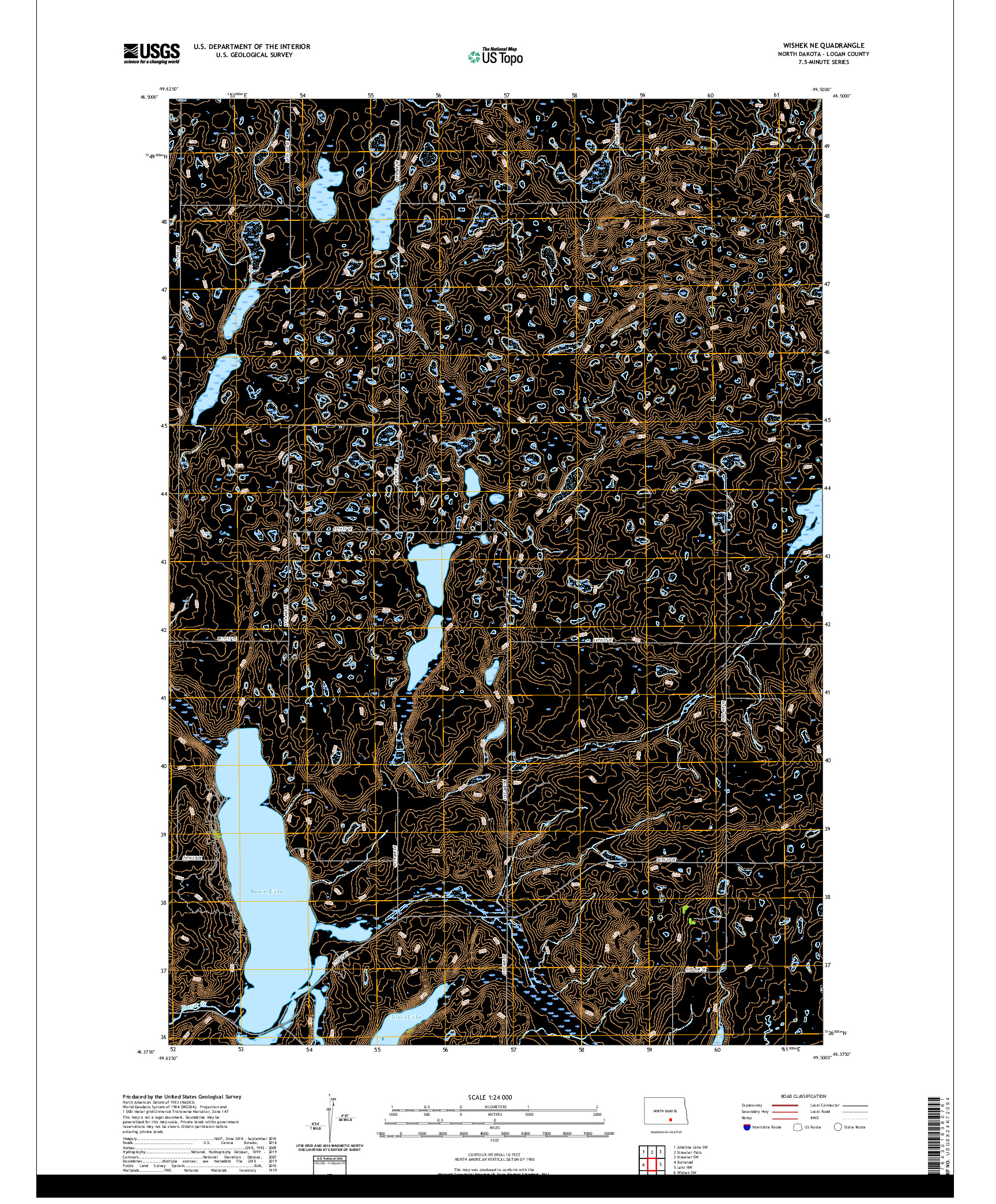 USGS US TOPO 7.5-MINUTE MAP FOR WISHEK NE, ND 2020