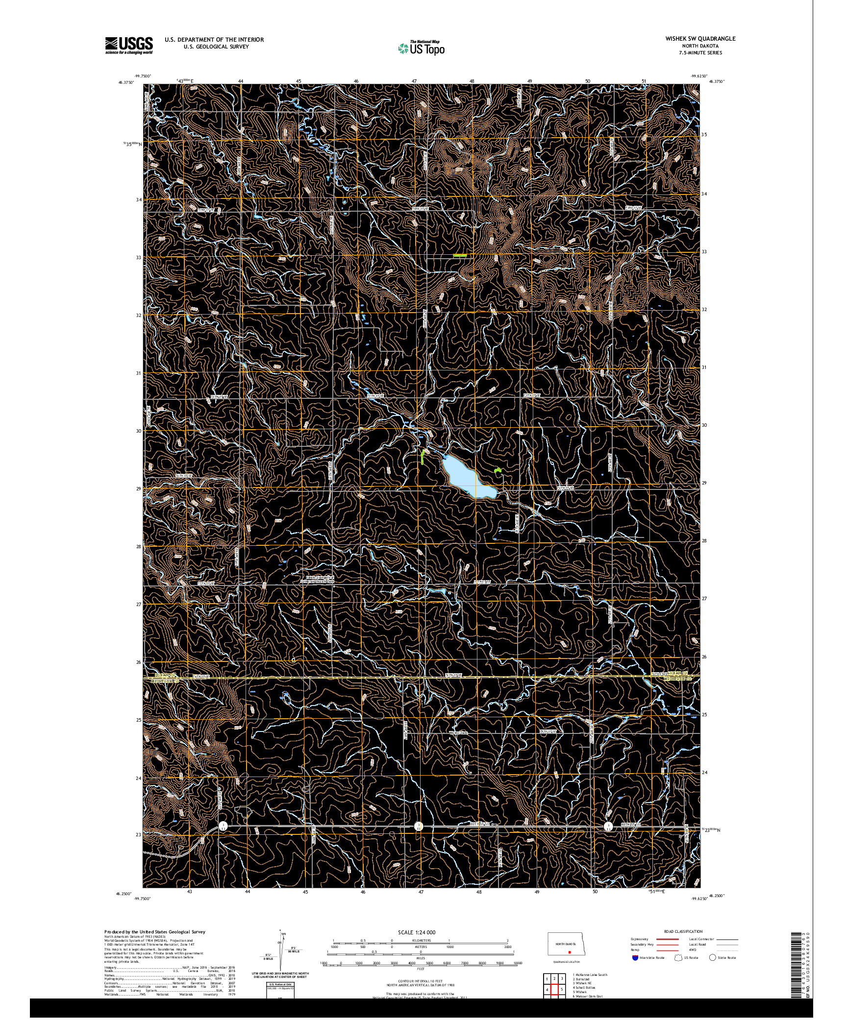 USGS US TOPO 7.5-MINUTE MAP FOR WISHEK SW, ND 2020