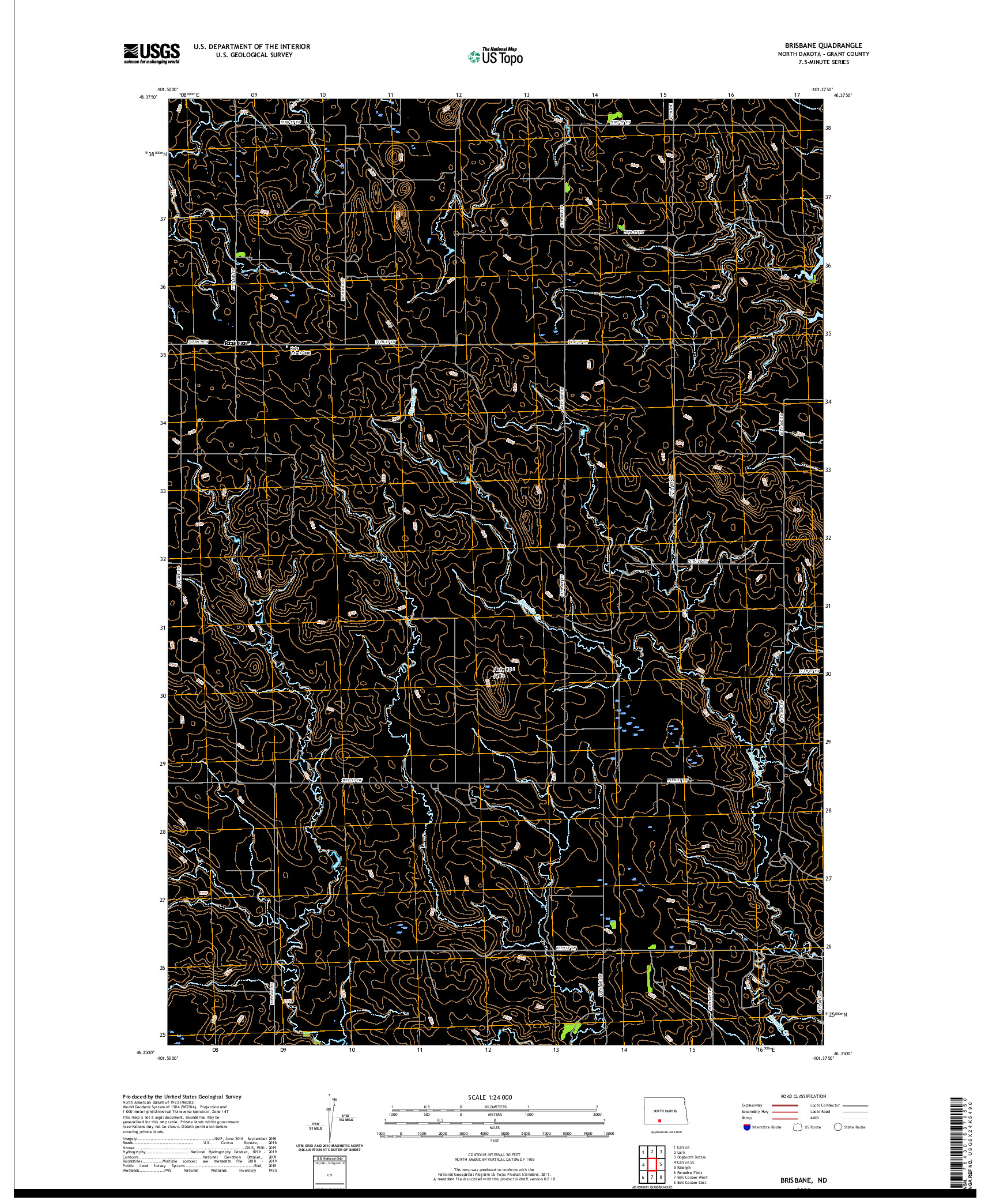 USGS US TOPO 7.5-MINUTE MAP FOR BRISBANE, ND 2020