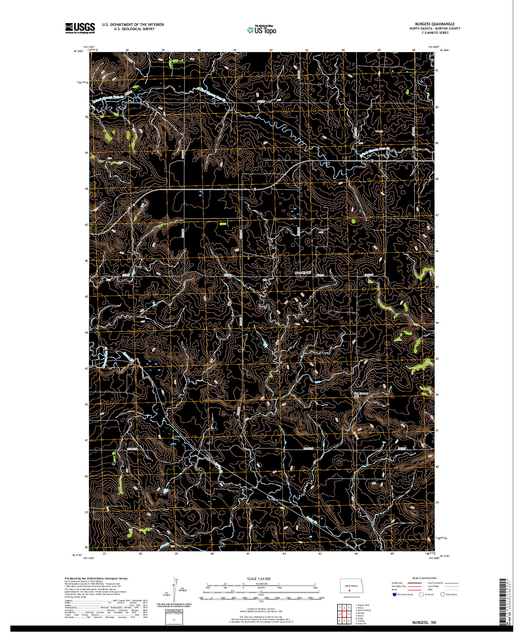USGS US TOPO 7.5-MINUTE MAP FOR BURGESS, ND 2020