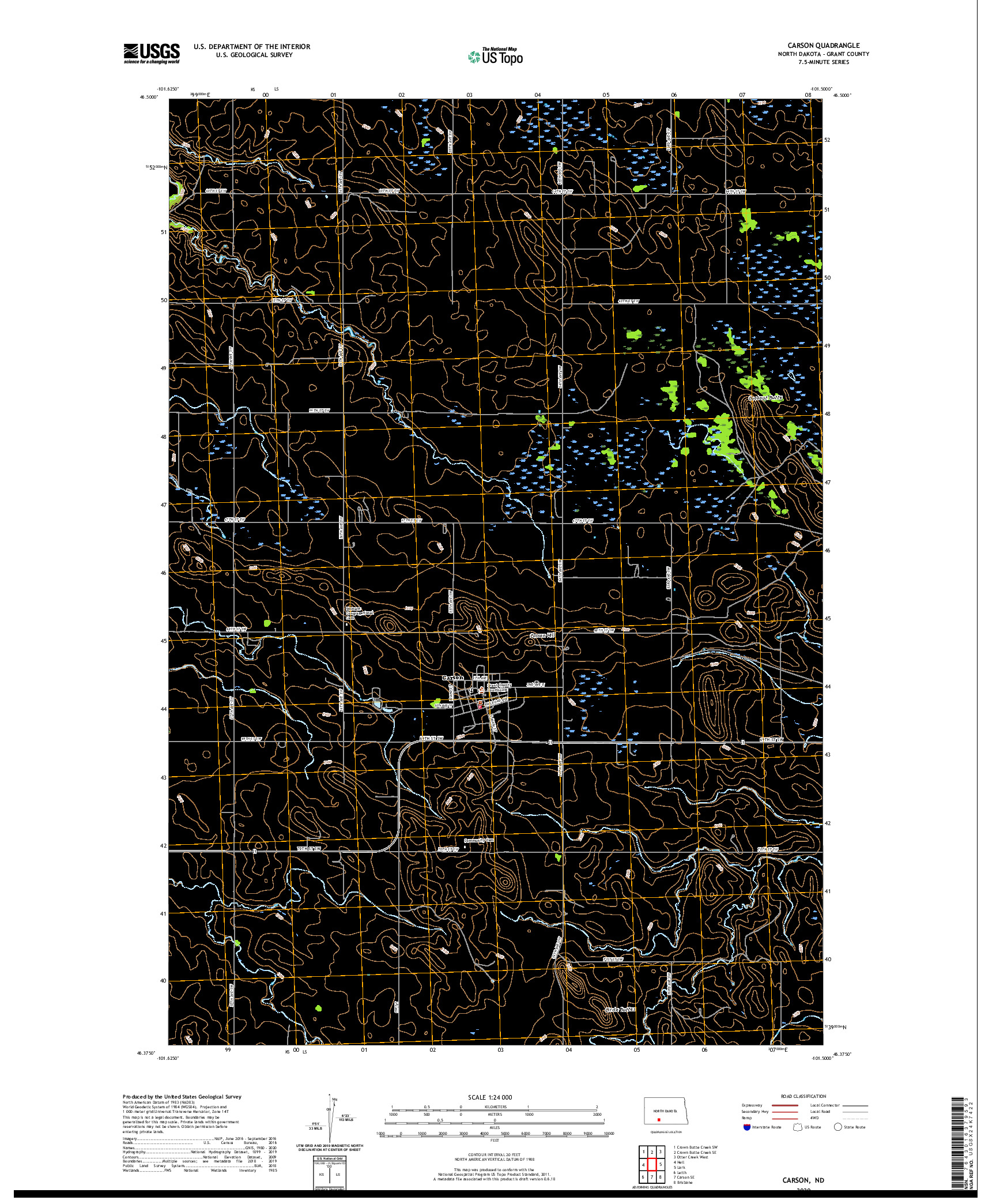 USGS US TOPO 7.5-MINUTE MAP FOR CARSON, ND 2020