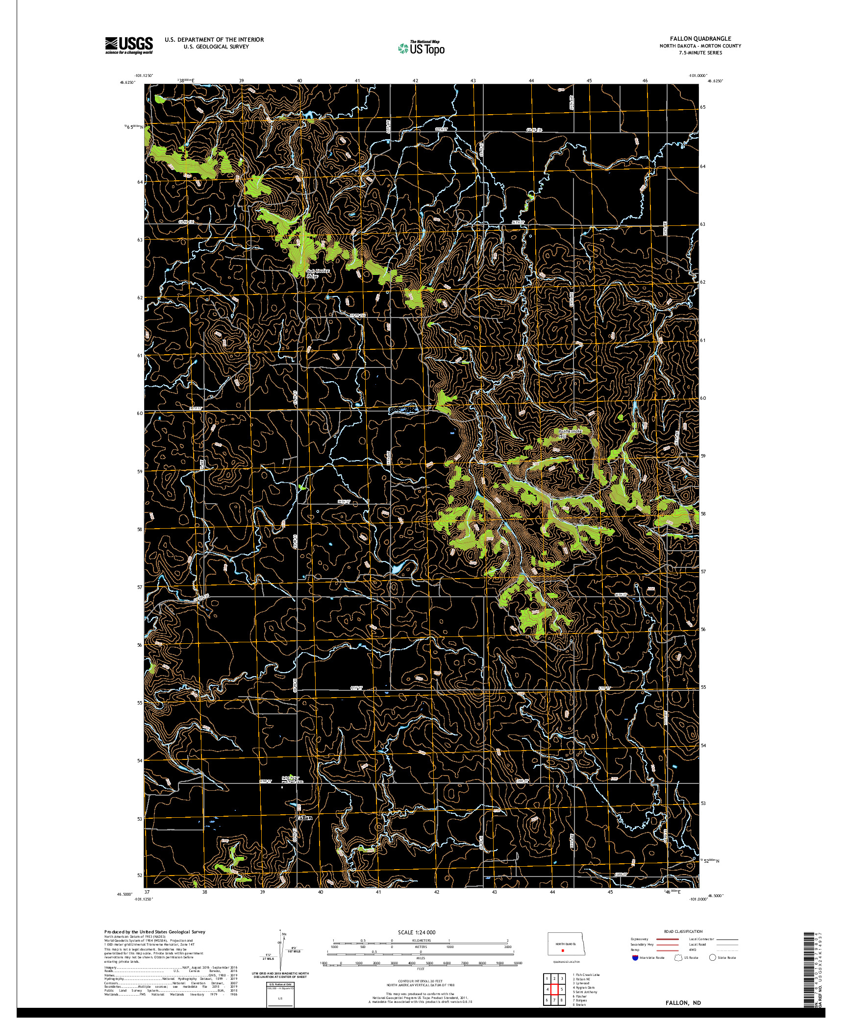 USGS US TOPO 7.5-MINUTE MAP FOR FALLON, ND 2020