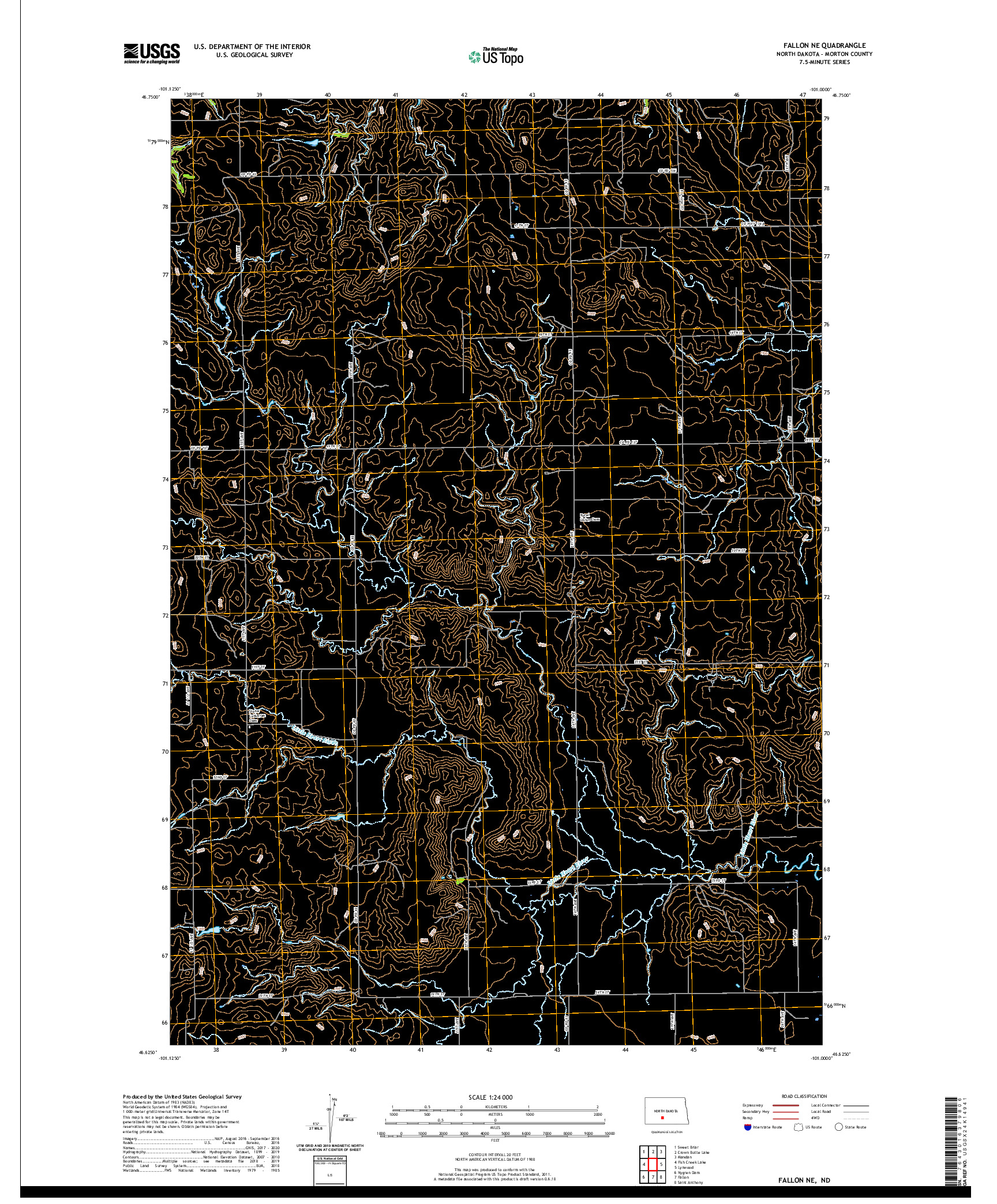 USGS US TOPO 7.5-MINUTE MAP FOR FALLON NE, ND 2020