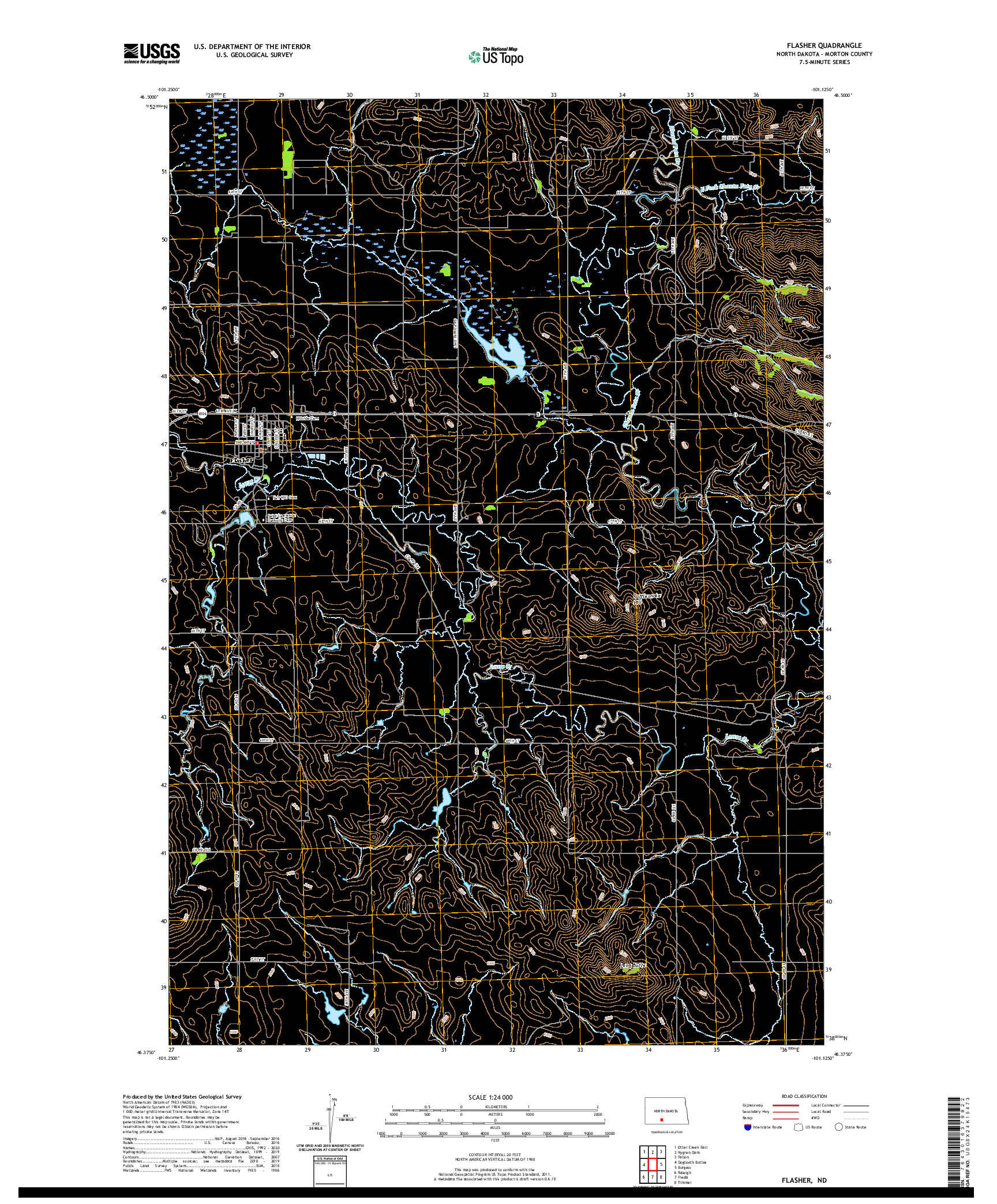 USGS US TOPO 7.5-MINUTE MAP FOR FLASHER, ND 2020