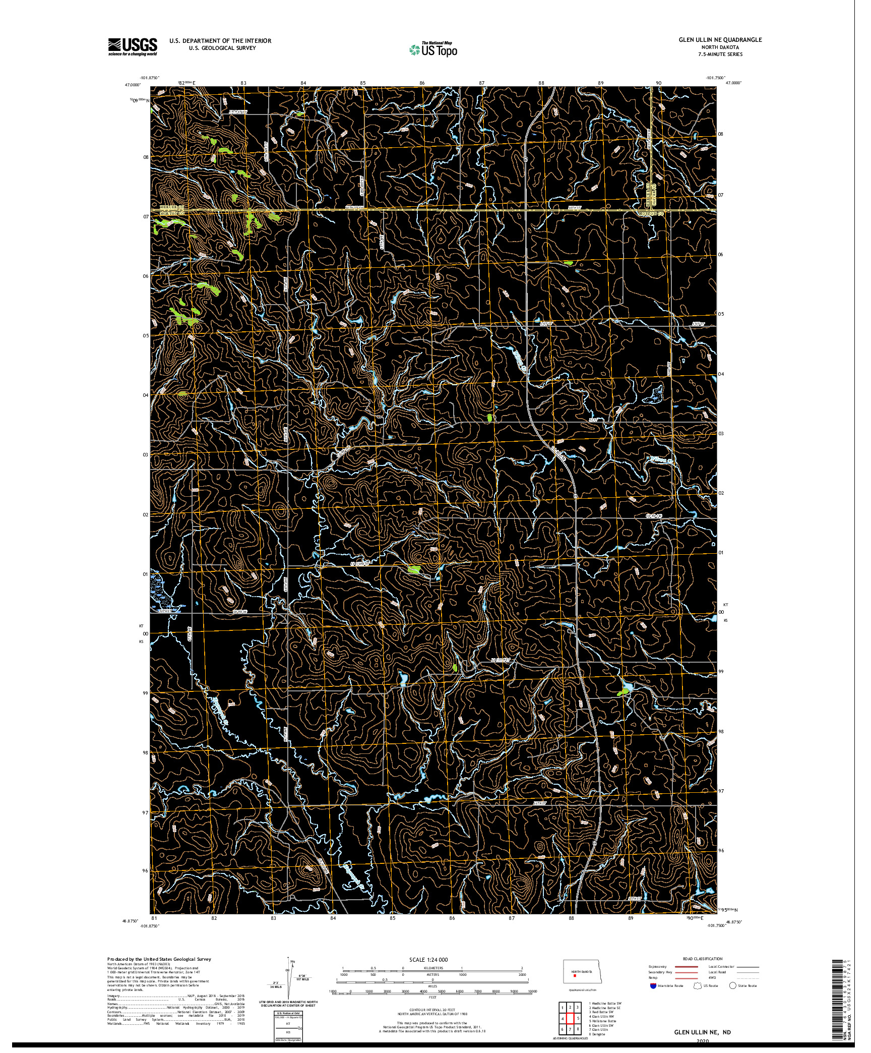 USGS US TOPO 7.5-MINUTE MAP FOR GLEN ULLIN NE, ND 2020