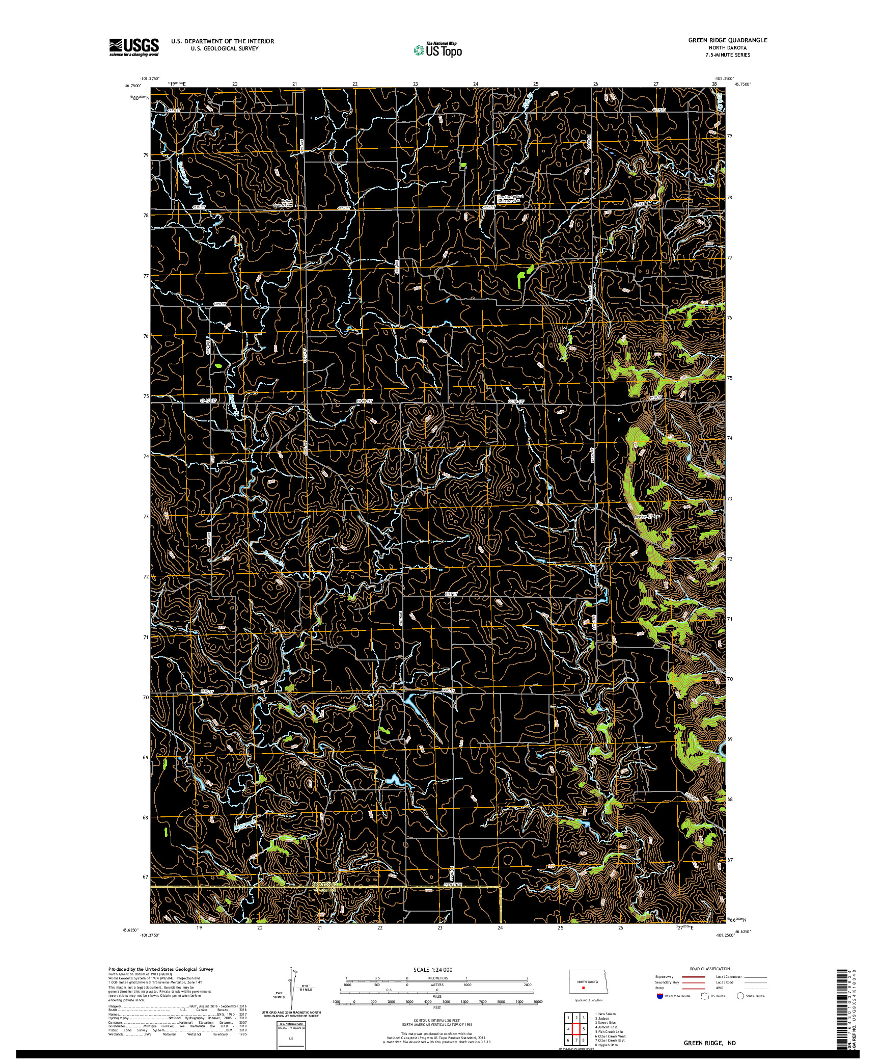 USGS US TOPO 7.5-MINUTE MAP FOR GREEN RIDGE, ND 2020