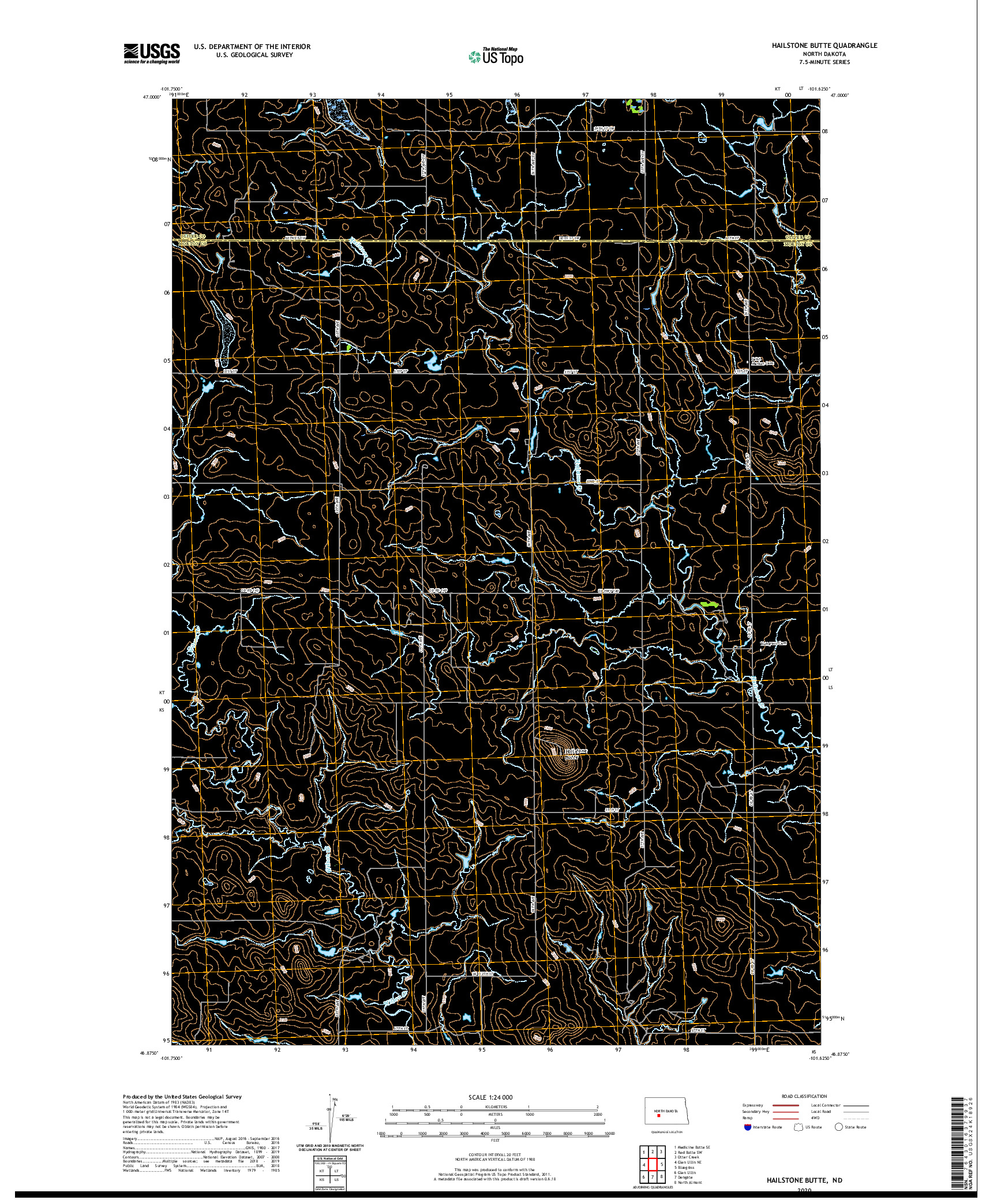 USGS US TOPO 7.5-MINUTE MAP FOR HAILSTONE BUTTE, ND 2020