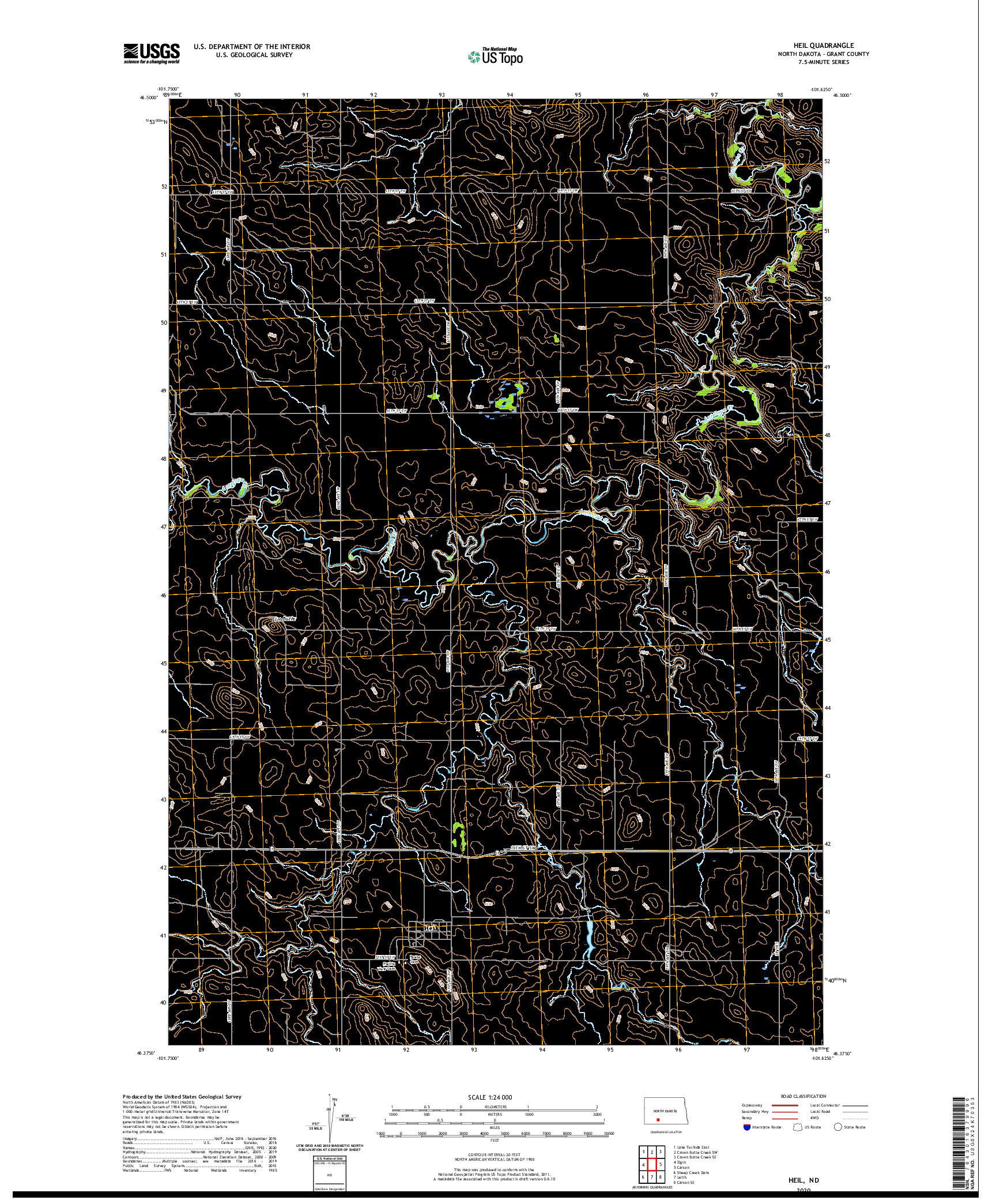 USGS US TOPO 7.5-MINUTE MAP FOR HEIL, ND 2020