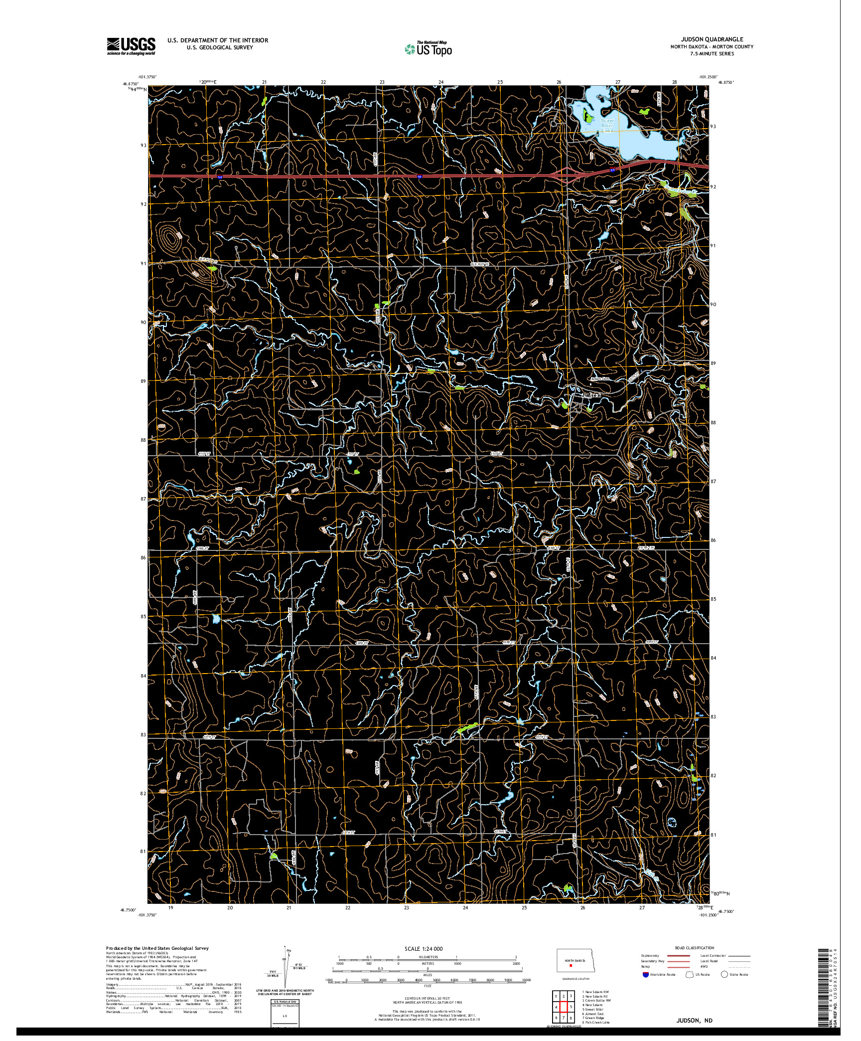 USGS US TOPO 7.5-MINUTE MAP FOR JUDSON, ND 2020