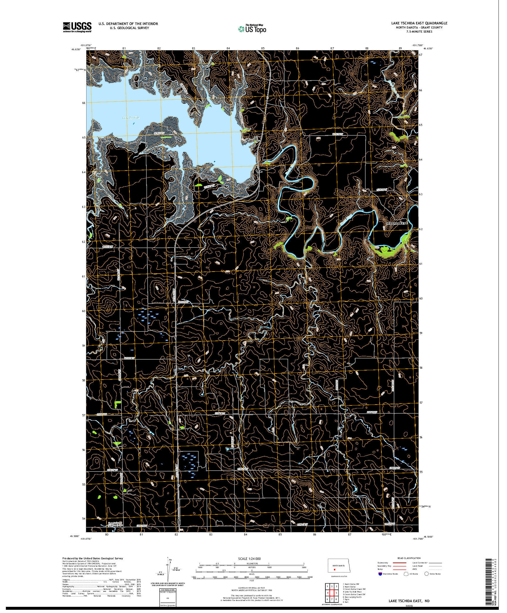 USGS US TOPO 7.5-MINUTE MAP FOR LAKE TSCHIDA EAST, ND 2020