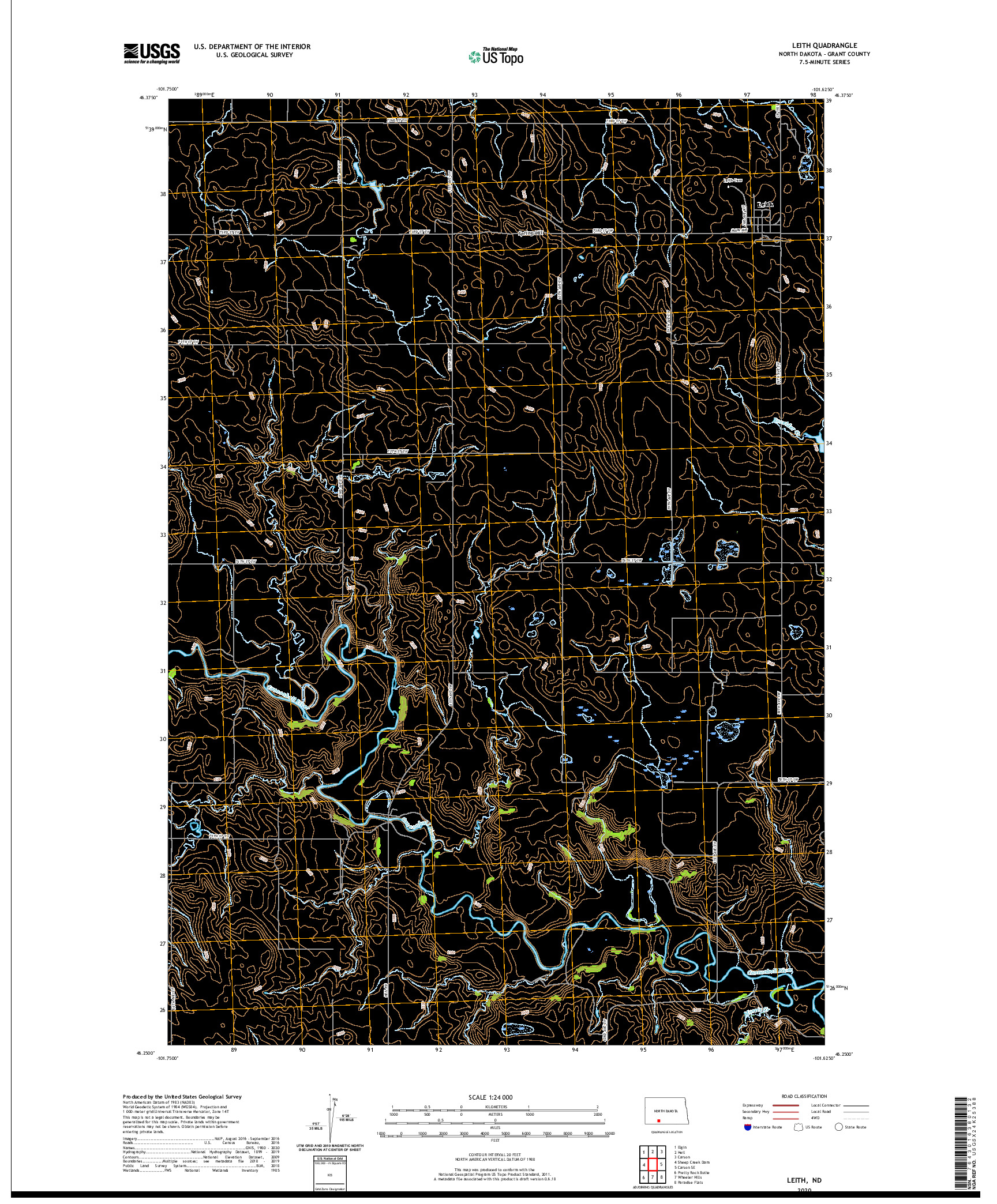 USGS US TOPO 7.5-MINUTE MAP FOR LEITH, ND 2020