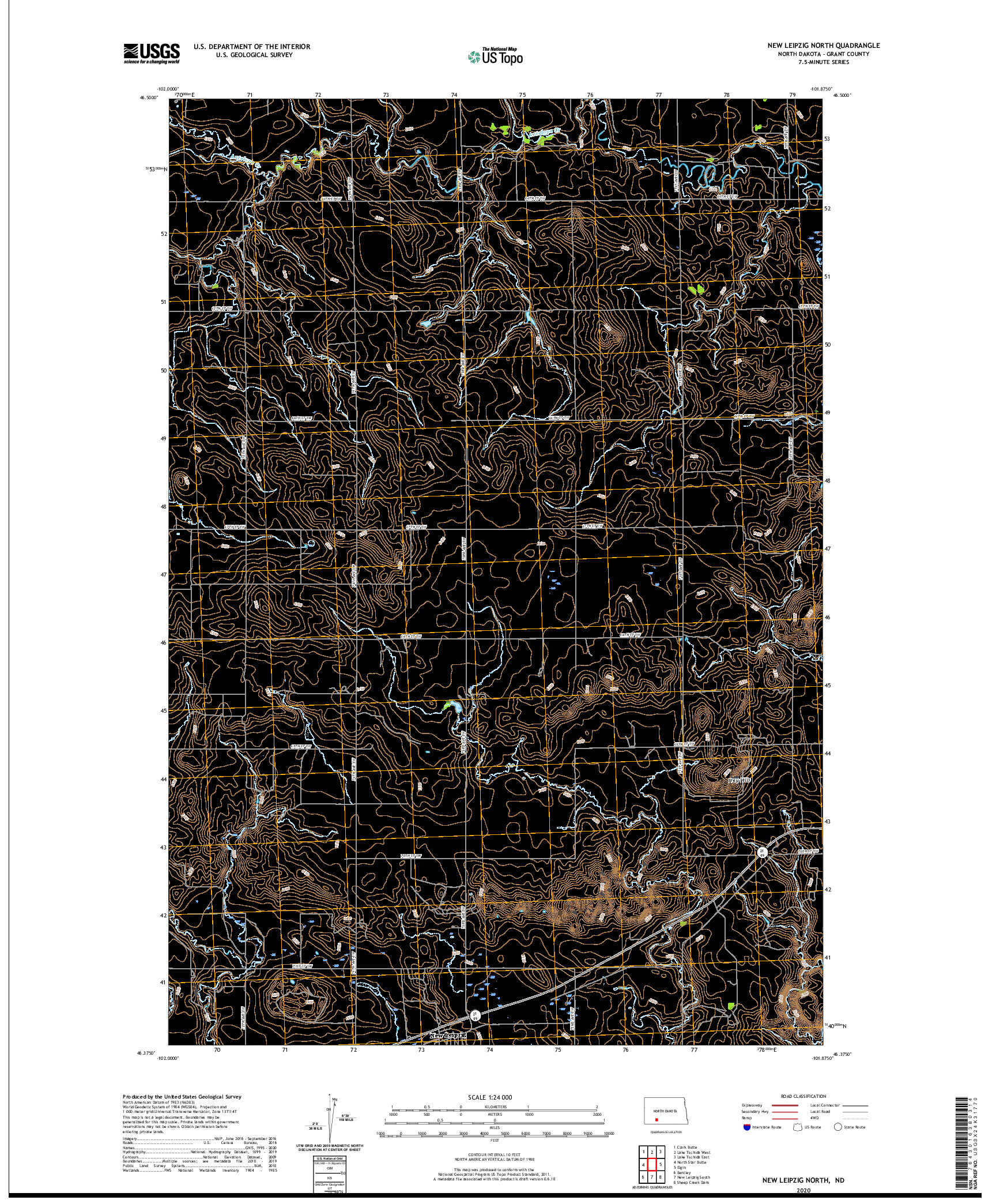 USGS US TOPO 7.5-MINUTE MAP FOR NEW LEIPZIG NORTH, ND 2020