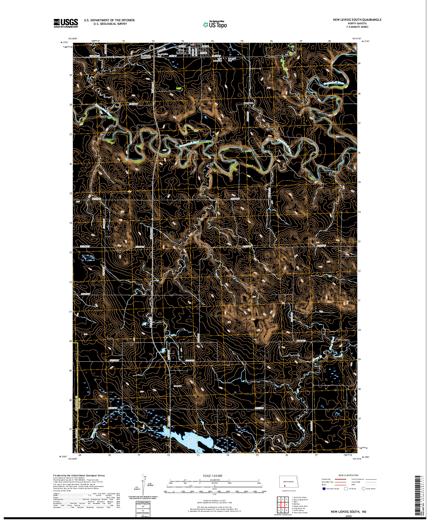 USGS US TOPO 7.5-MINUTE MAP FOR NEW LEIPZIG SOUTH, ND 2020