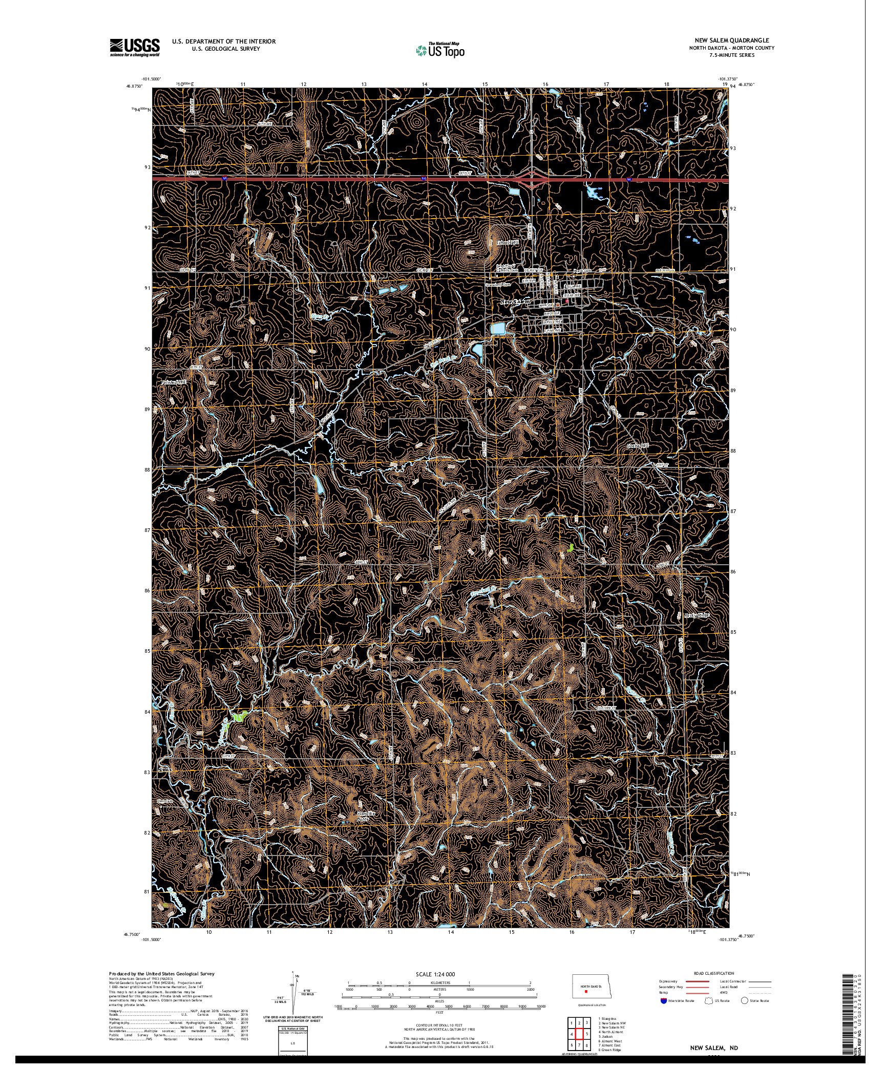 USGS US TOPO 7.5-MINUTE MAP FOR NEW SALEM, ND 2020