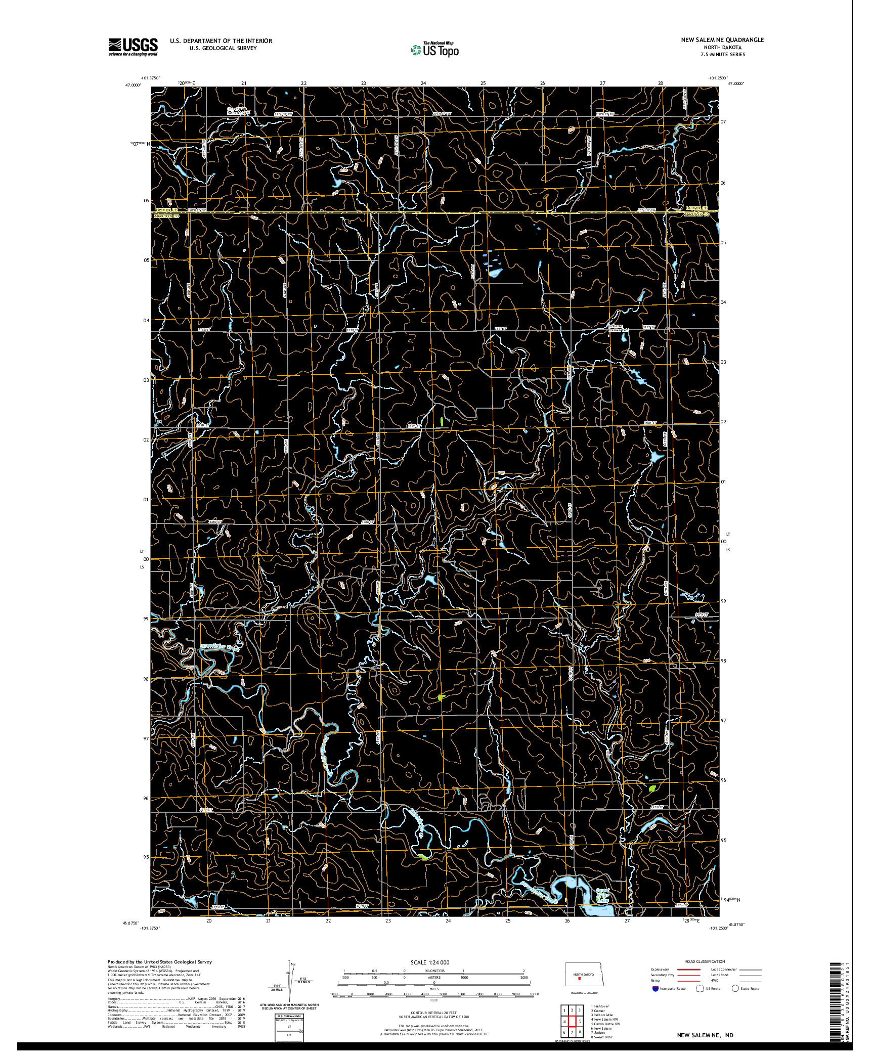 USGS US TOPO 7.5-MINUTE MAP FOR NEW SALEM NE, ND 2020