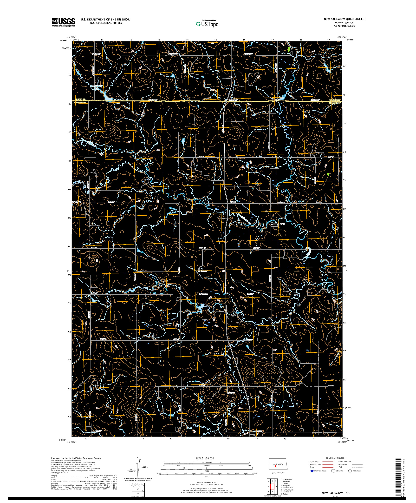 USGS US TOPO 7.5-MINUTE MAP FOR NEW SALEM NW, ND 2020