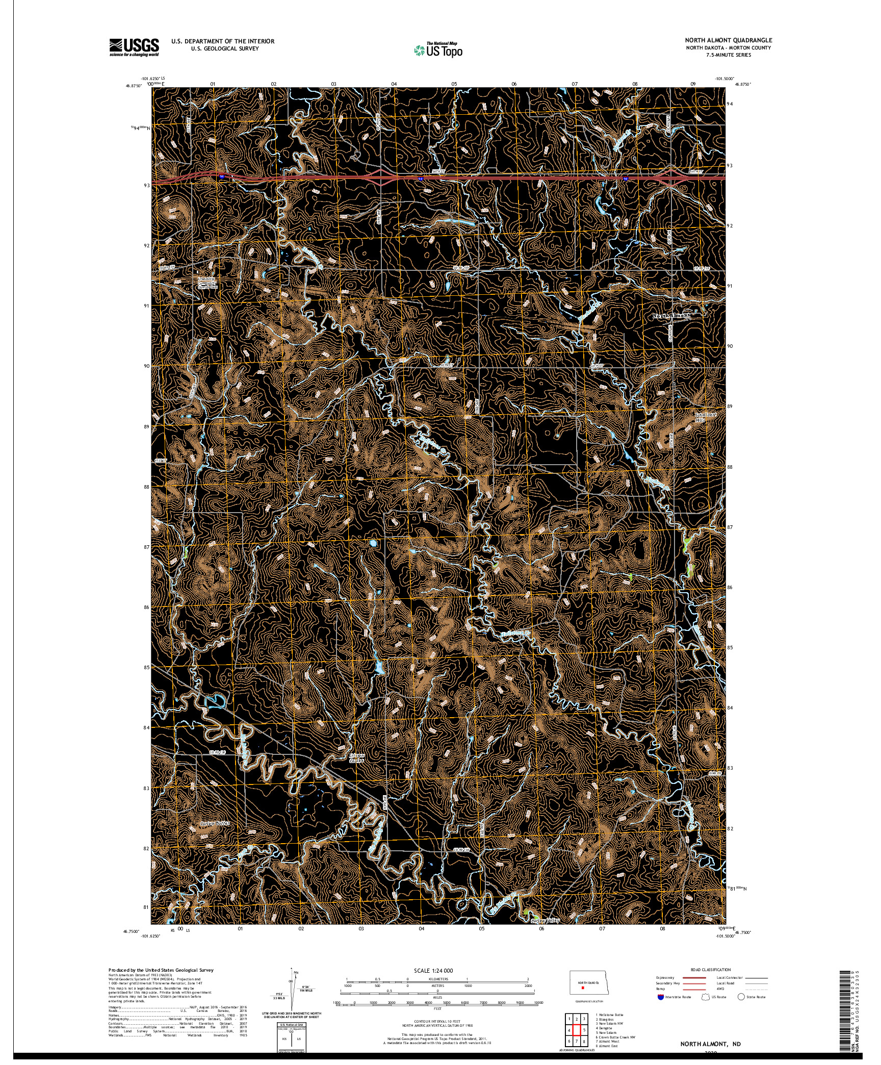 USGS US TOPO 7.5-MINUTE MAP FOR NORTH ALMONT, ND 2020