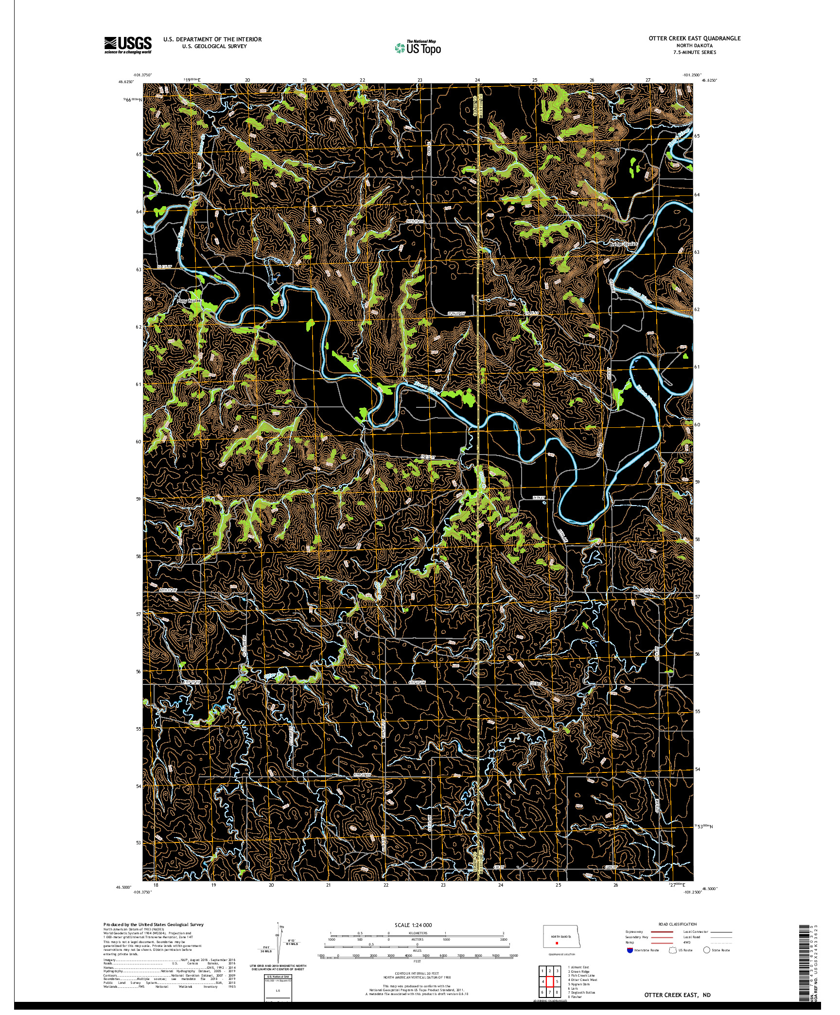 USGS US TOPO 7.5-MINUTE MAP FOR OTTER CREEK EAST, ND 2020