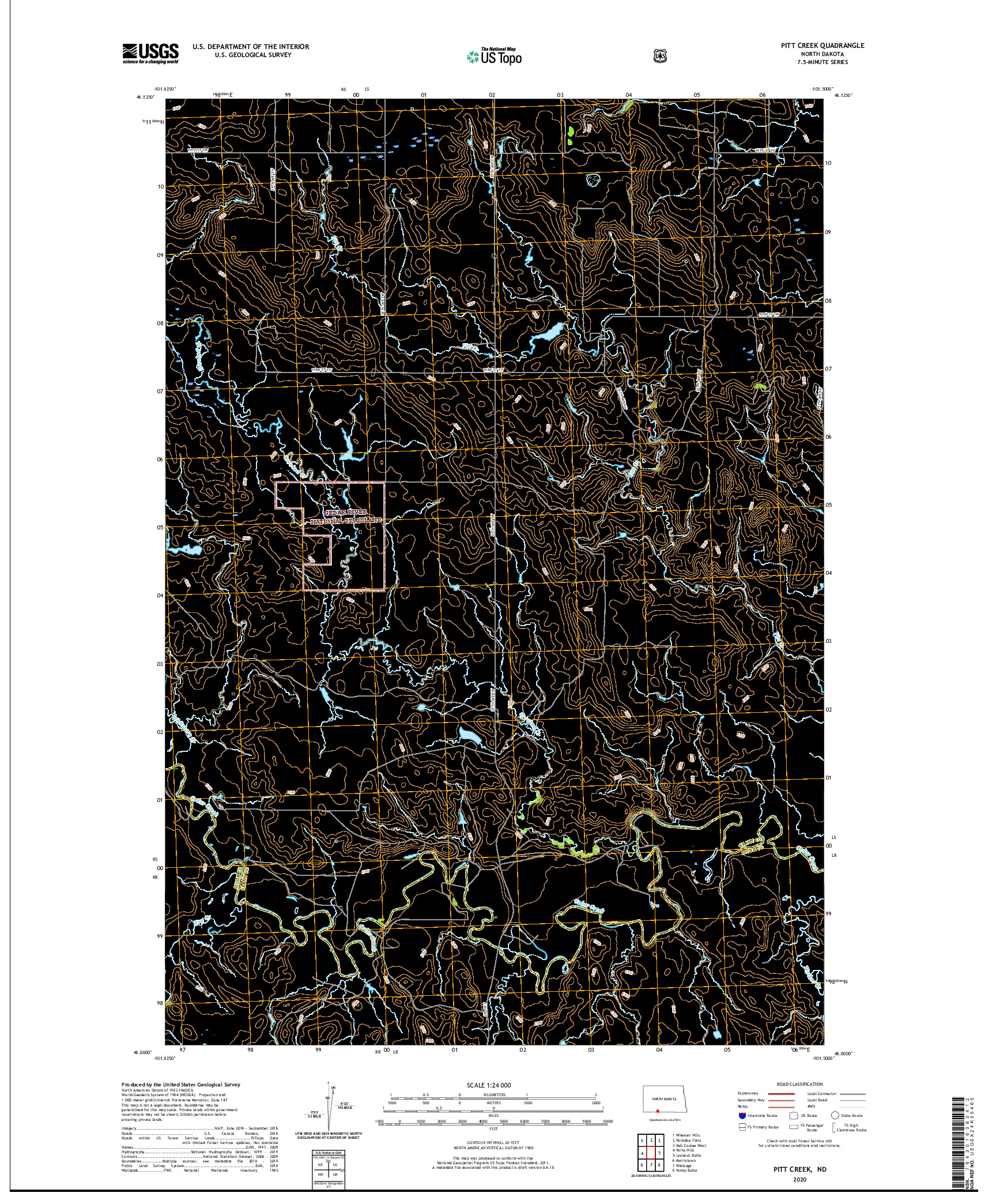 USGS US TOPO 7.5-MINUTE MAP FOR PITT CREEK, ND 2020