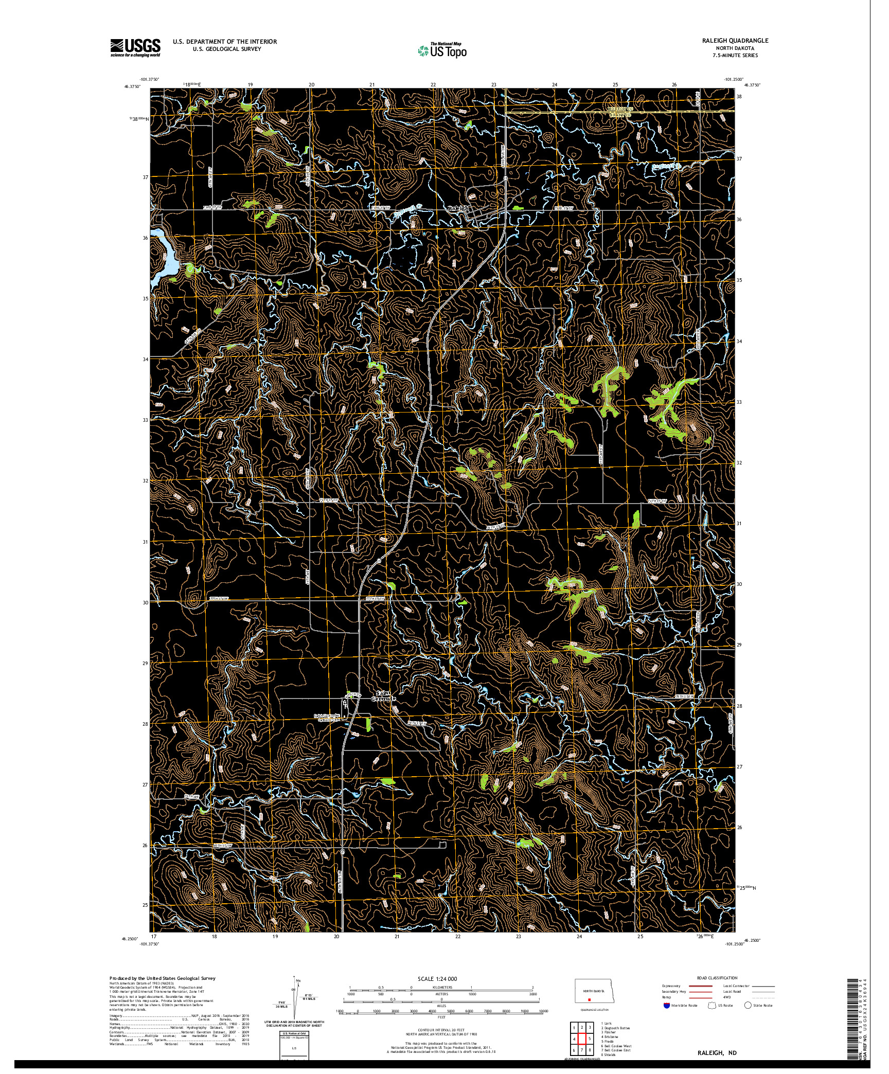 USGS US TOPO 7.5-MINUTE MAP FOR RALEIGH, ND 2020